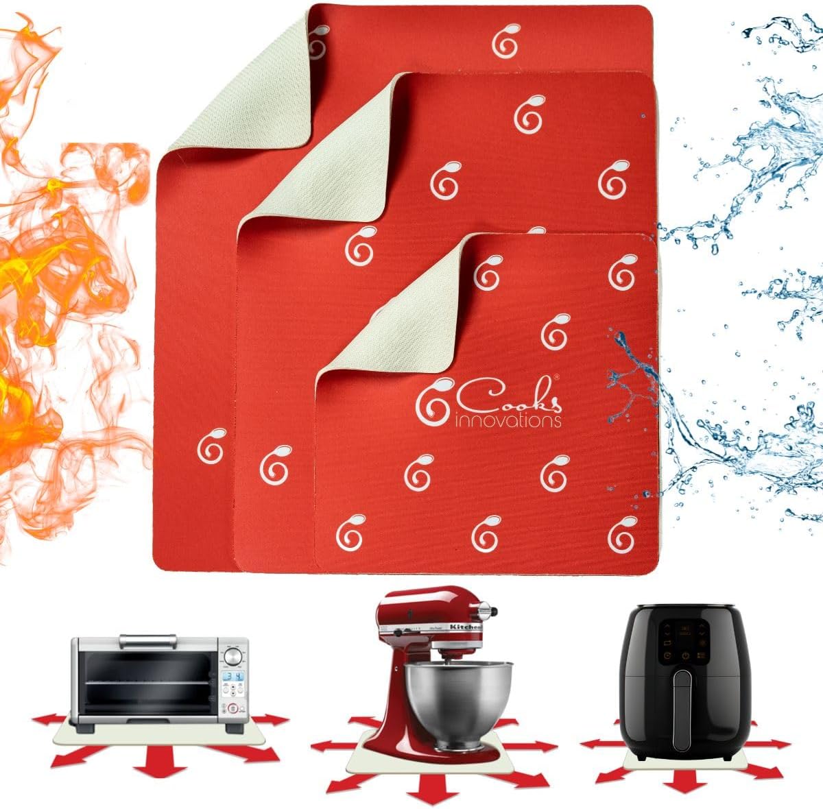 3 Pack Heat Resistant Mats for Countertop – Heat Pad Protector & Appliance Sliders for Kitchen – Cut to fit, Compatible with Ninja, Cuisinart, KitchenAid, Keurig & More