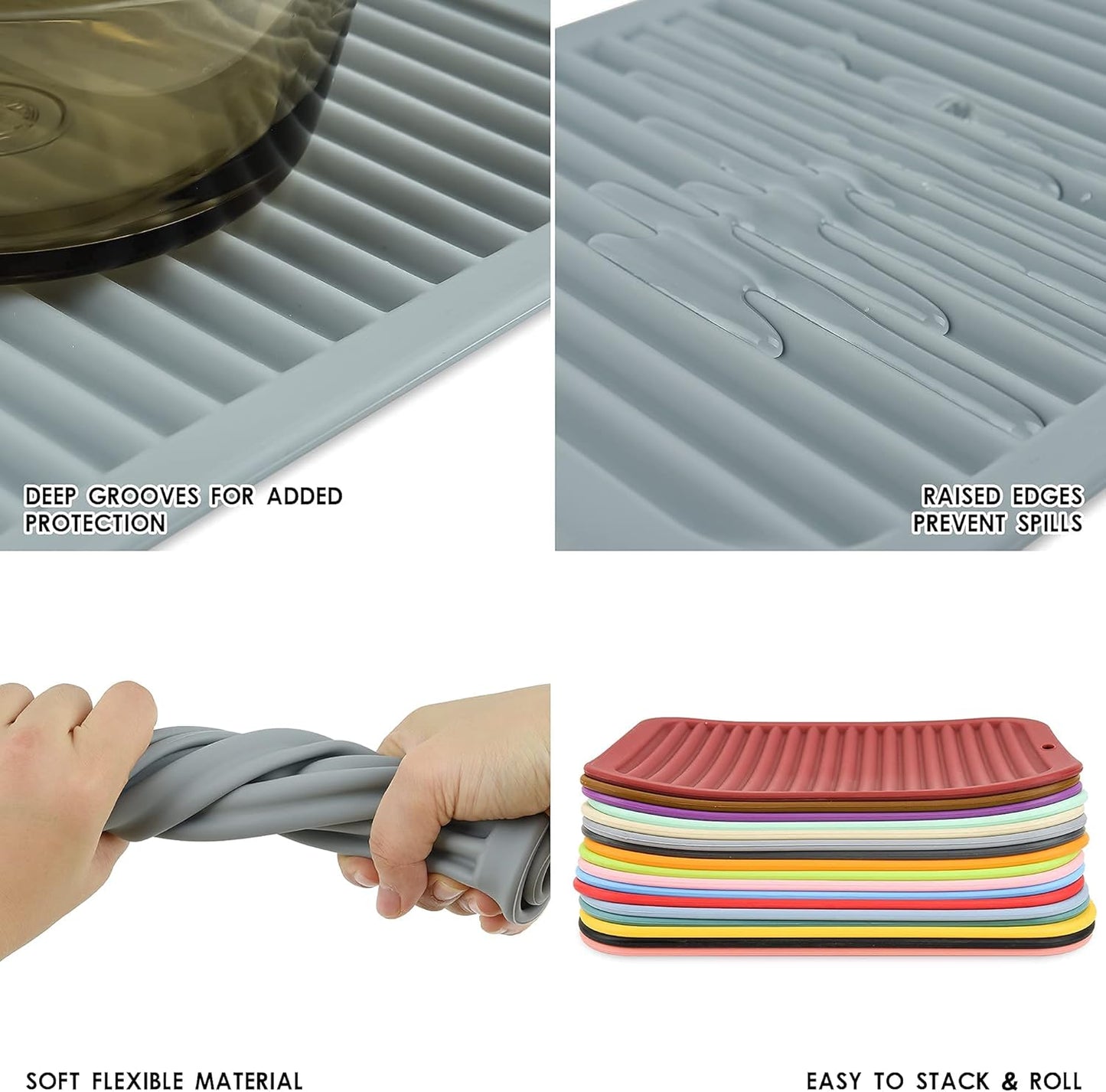 Big Silicone Trivets mat Set of 2 Smithcraft 9"X12" Multi-Purpose Drying Trivet Mat, Pot Holder, Waterproof, Non Slip, Flexible, Durable, Dishwasher Safe Blue