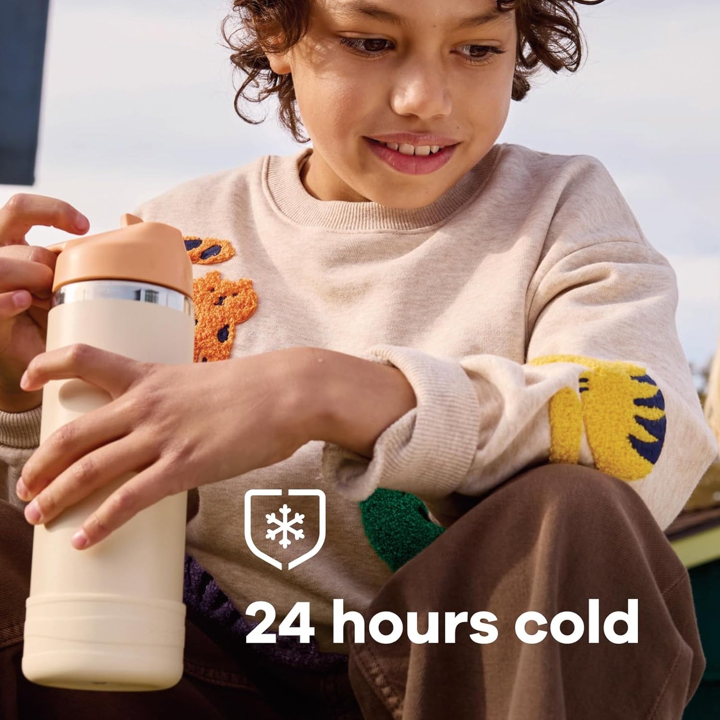 Hydro Flask Kids Water Bottle for School - Stainless Steel and Insulated with Straw Cap - 18 Oz in Seaspray Blue