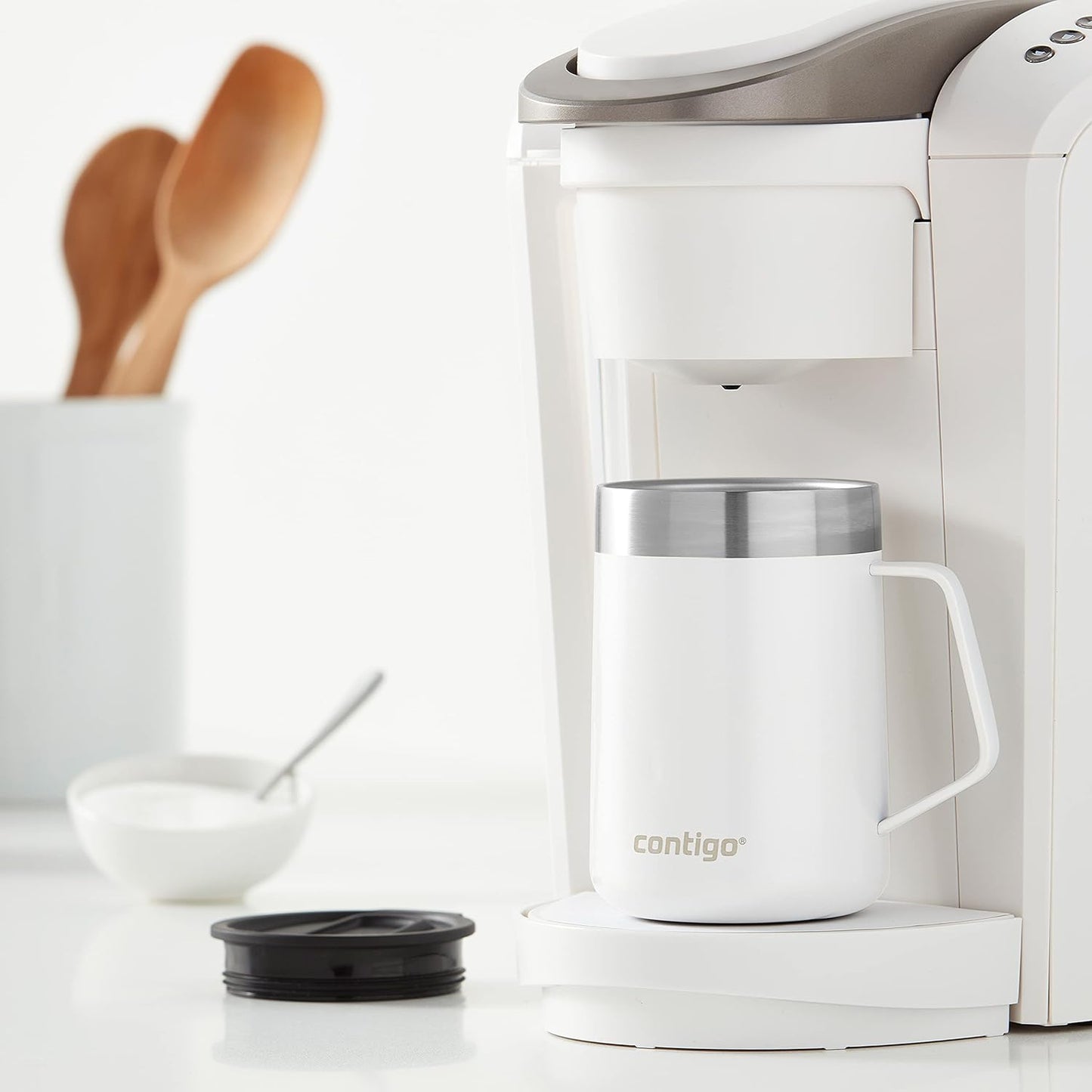 Contigo Streeterville Stainless Steel Travel Mugs 14oz, Stylish Duo Pack with Splash-Proof Lid, Vacuum-Insulated Coffee Mugs with Handle & Grip Base, Dishwasher Safe - Licorice & Salt