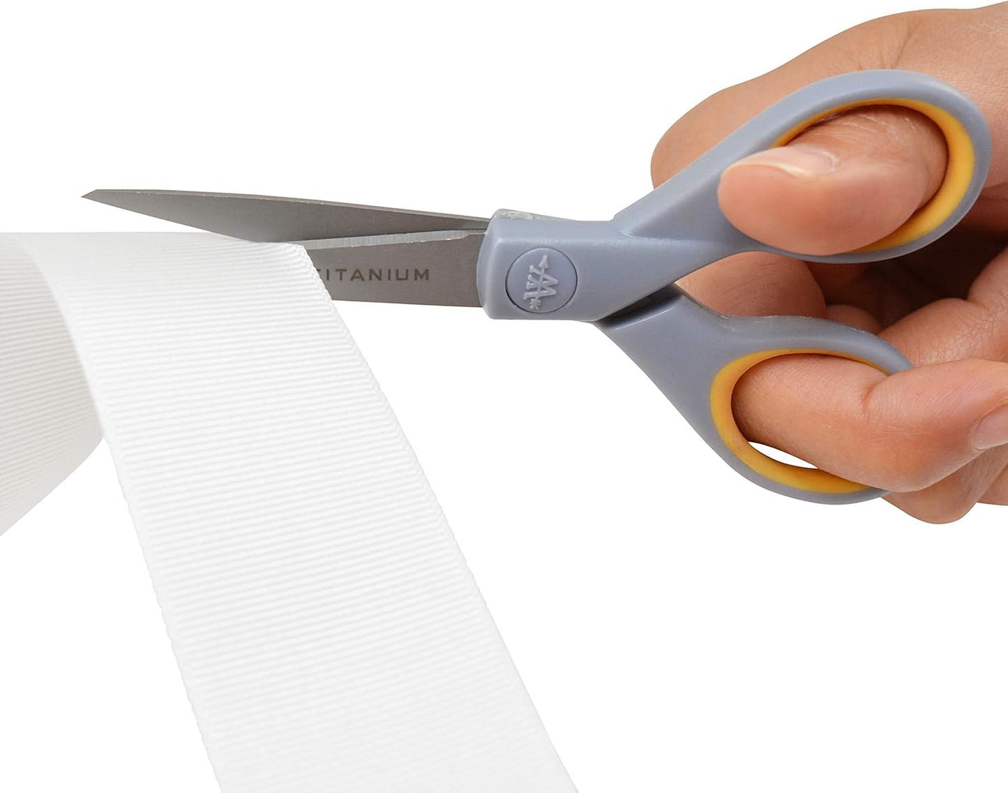 Westcott ‎13824 7” & 5” Pointed Titanium-Bonded Crafting Scissors with Soft Handles, Gray/Yellow (2 Pack)