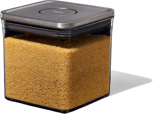 OXO Steel POP Container Big Short Sqaure - 2.8 Qt for Cereal, Grains and More Grey (Pack of 8)