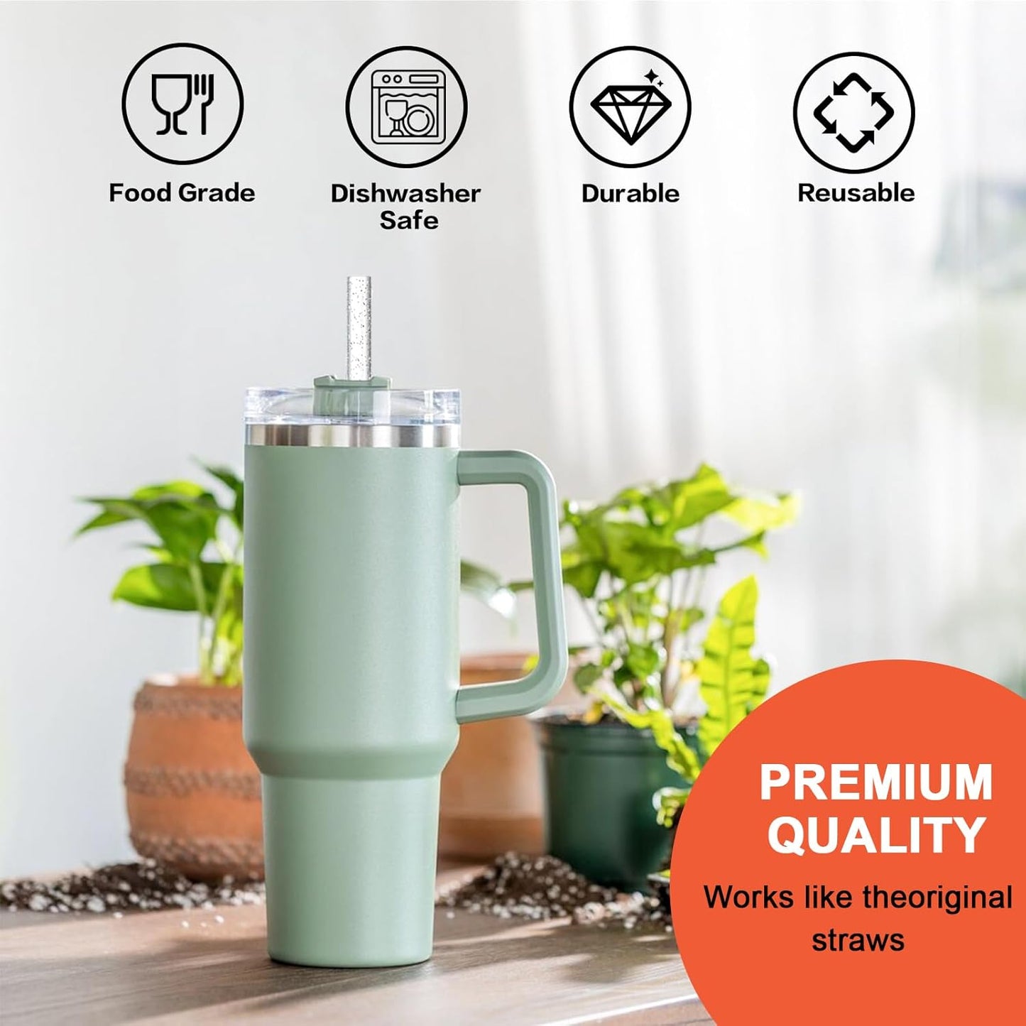 12 Pack Color Replacement Straws for Stanley 40oz 64oz, Yoelike 12in Long Reusable Glitter Straws Accessories for Tumbler Mug Cup, Dishwasher Safe, BPA Free