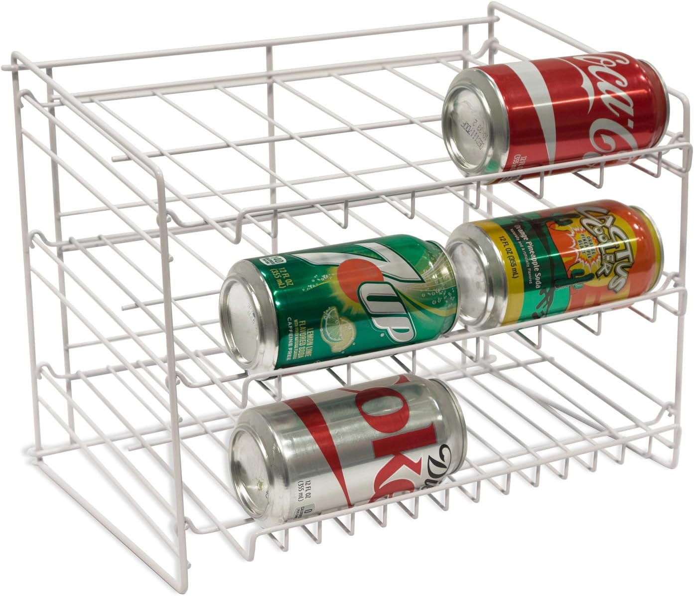 Atlantic Gravity-Fed Compact Single Canrack - Kitchen Organizer, Durable Steel Construction, Size Fits Most Pantries, PN1002 in White