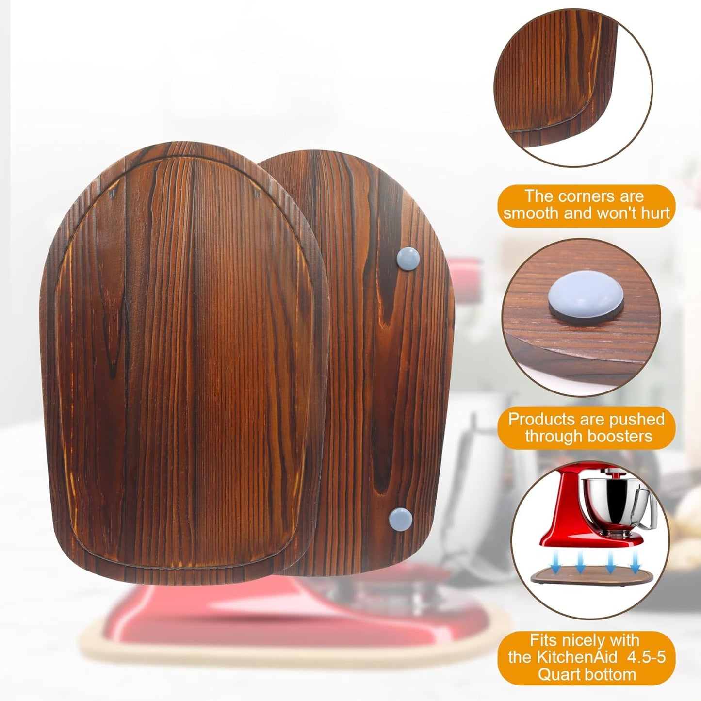 Mixer Slider Compatible with Kitchen aid 4 .5-5 Qt Stand Mixer Pine Wood - Kitchen Countertop Storage Mover Sliding Caddy for Kitchen Aid 4 .5-5 Qt Mixer (4 .5-5 Qt - Brown)