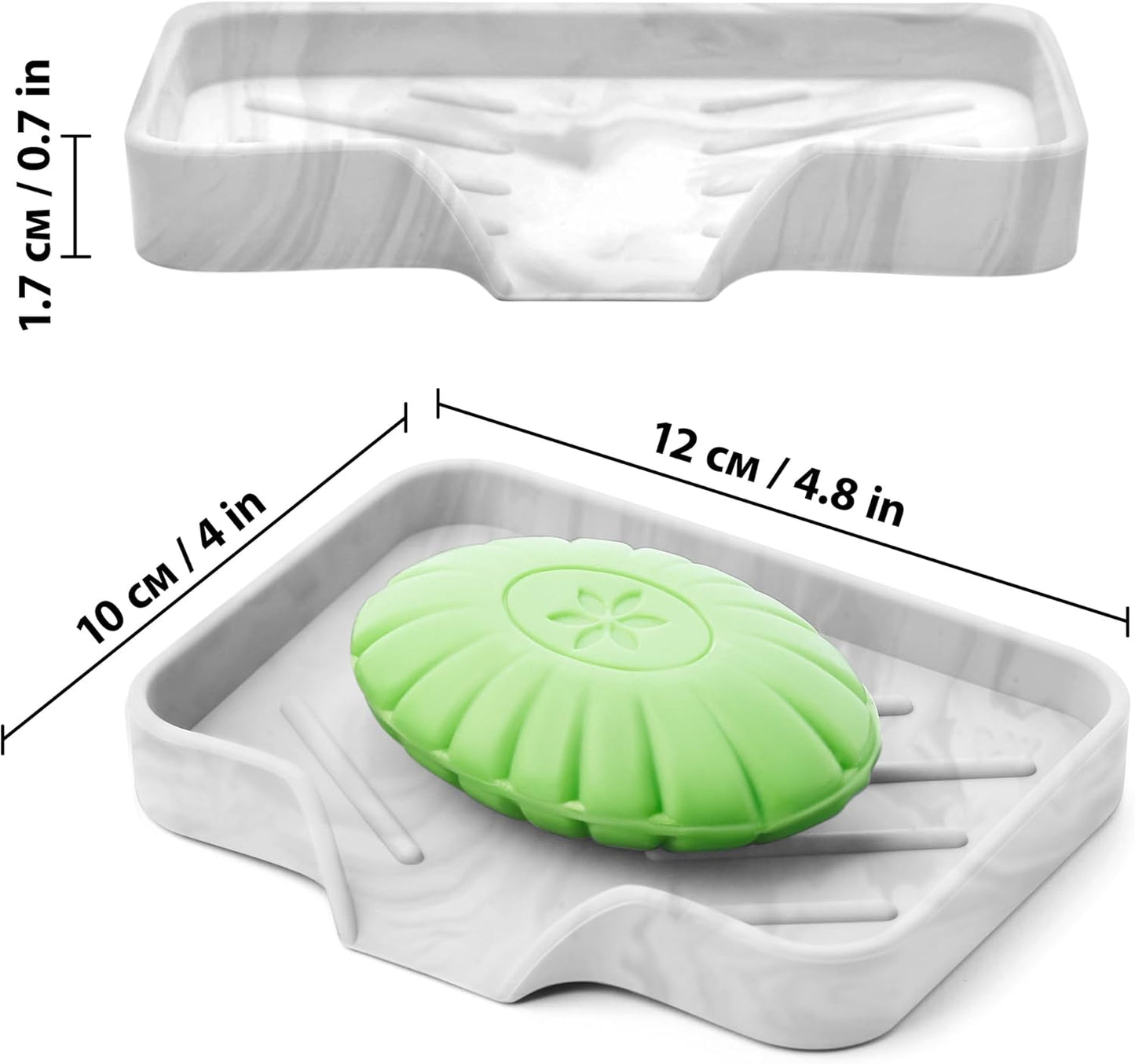 Marble Silicone Soap Dish Tray, Self Draining Soap Holder for Bar Soap, Silicone Soap Tray with Drainage, Soap Dishes for Bar Soap, Soap Bar Holder, Dish Soap Tray for Kitchen Counter