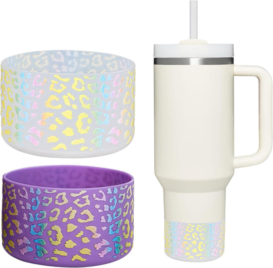 WK IEASON 2 Pcs Tumbler Bottom Protector Boot for Stanley Quencher Adventure 40oz & Stanley IceFlow 20oz 30oz, Stealth Landing-2.83inch Bottom Diameter