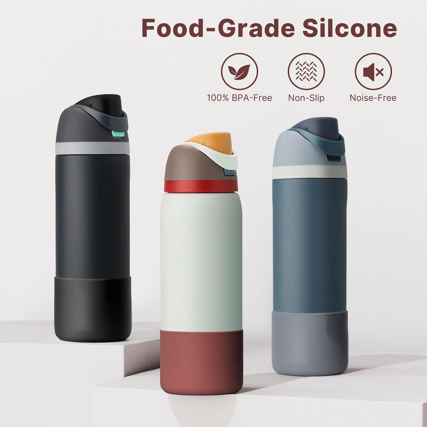 Silicone Boot for Owala 32 oz Water Bottles, Anti-Slip Protective Sleeve for Owala Twist & FreeSip & Flip Insulated Bottles, Boot Bottom Base (Black)