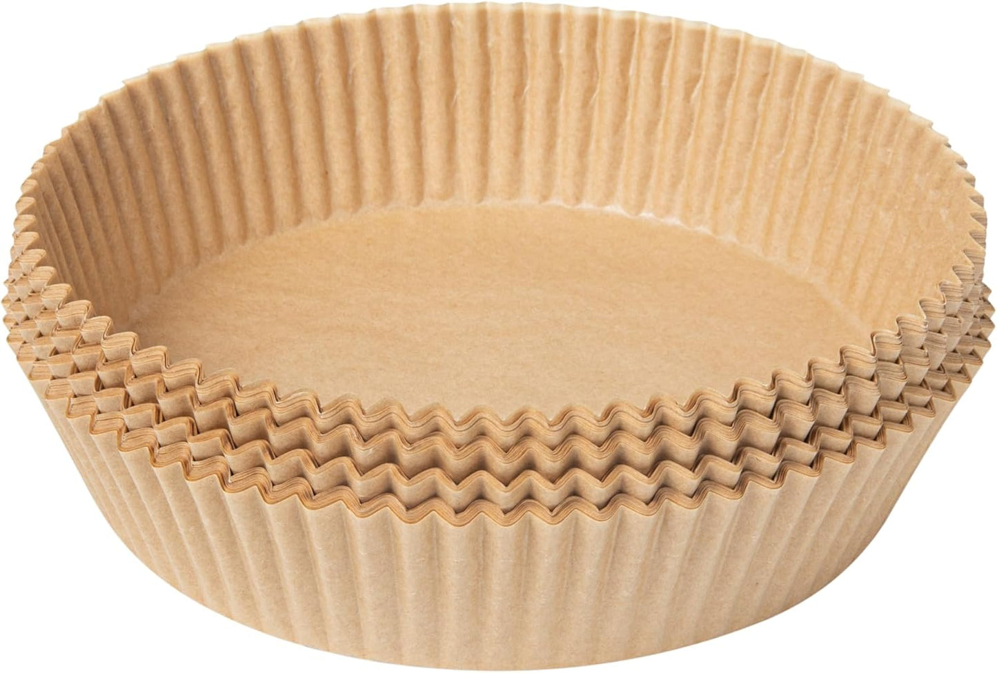 Restaurantware-Pastry Tek 6.3 x 6.3 x 1.8 Inch Air Fryer Liners, 100 Round Air Fryer Baskets - No-Stick Silicone Coating, Unbleached, Food-Grade Paper Liners, For Steamer, Microwave, Oven, Fry Pan
