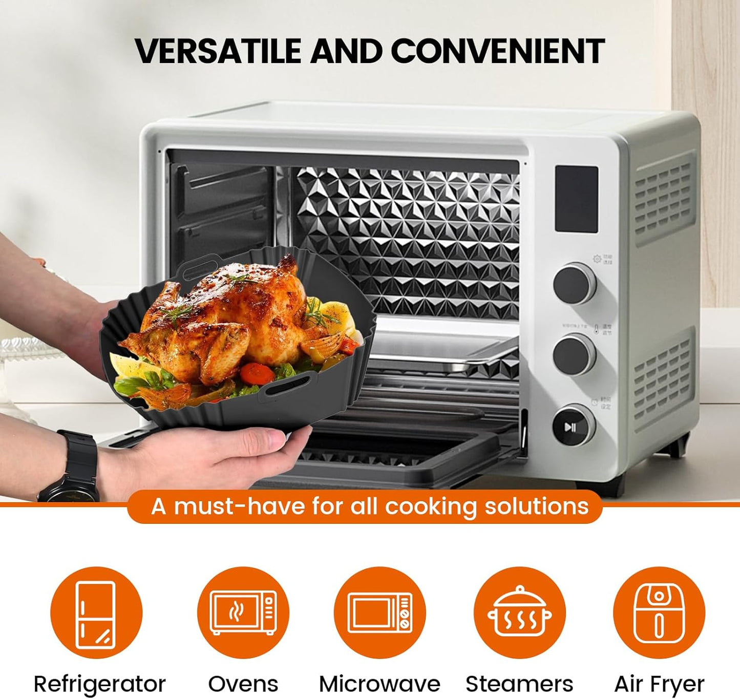 Silicone Air Fryer Liners Reusable for Ninja Crispi, 2PCS Airfryer Liners for 4 QT & 6 Cup Glass Containers Ninja Airfryer Accessories(Black)