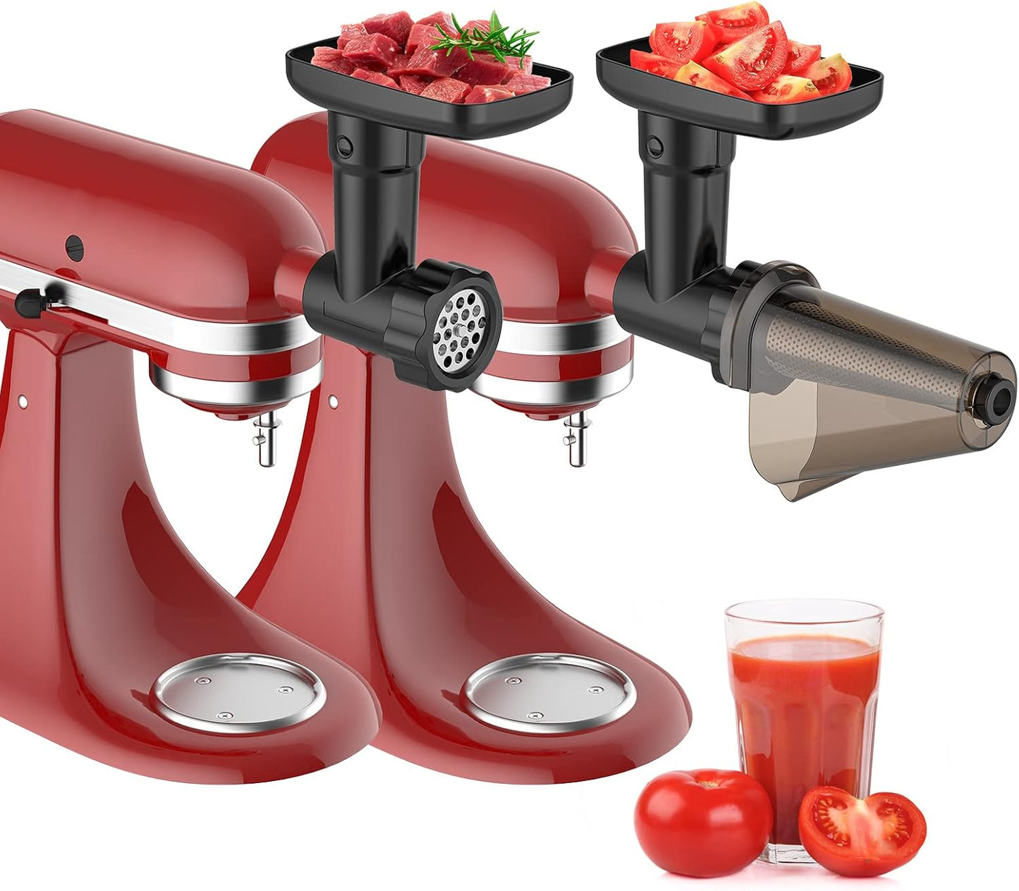 Fruit & Vegetable Strainer Attachment Set for KitchenAid Stand Mixer, Includes Food Grinder Attachment with Sausage Stuffer Tubes and Juicer Auger, Meat Grinder Attachment for KitchenAid by InnoMoon