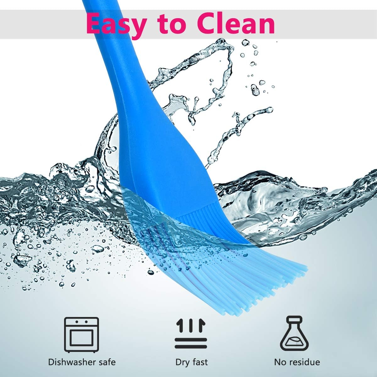 Hhyn Silicone Basting Brush Set 6 Pack Heat Resistant Pastry Brushes Spread Oil Butter Sauce for BBQ Grill Barbeque Kitchen Baking Cooking Pastries, 2 Large & 4 Small