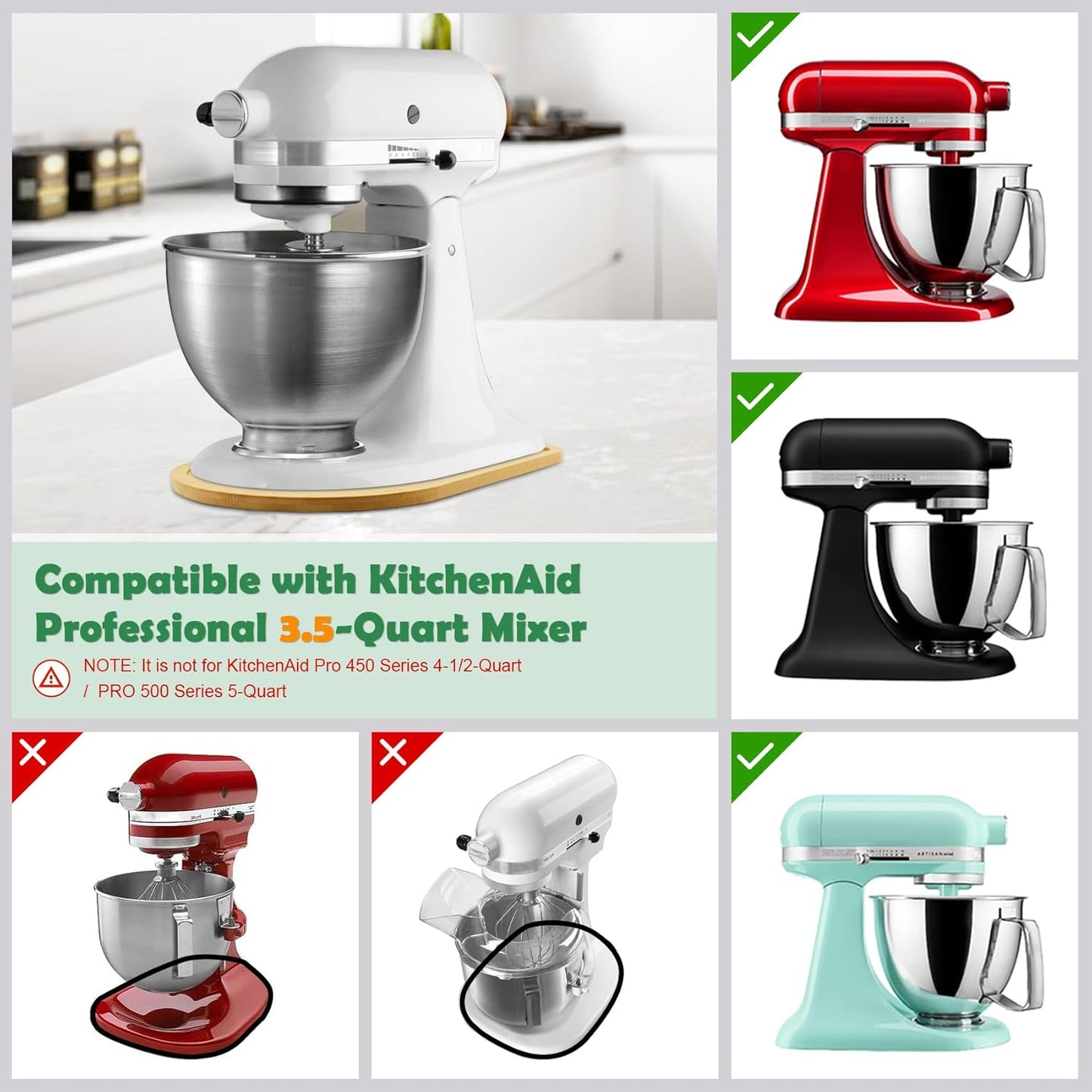 Mixer Slider Compatible with Kitchen aid Mini 3.5 Qt Tilt-Head Stand Mixe - Kitchen Countertop Storage Mover Sliding Caddy for Kitchen Aid Artisan Mixer (3.5 QT - Natural)