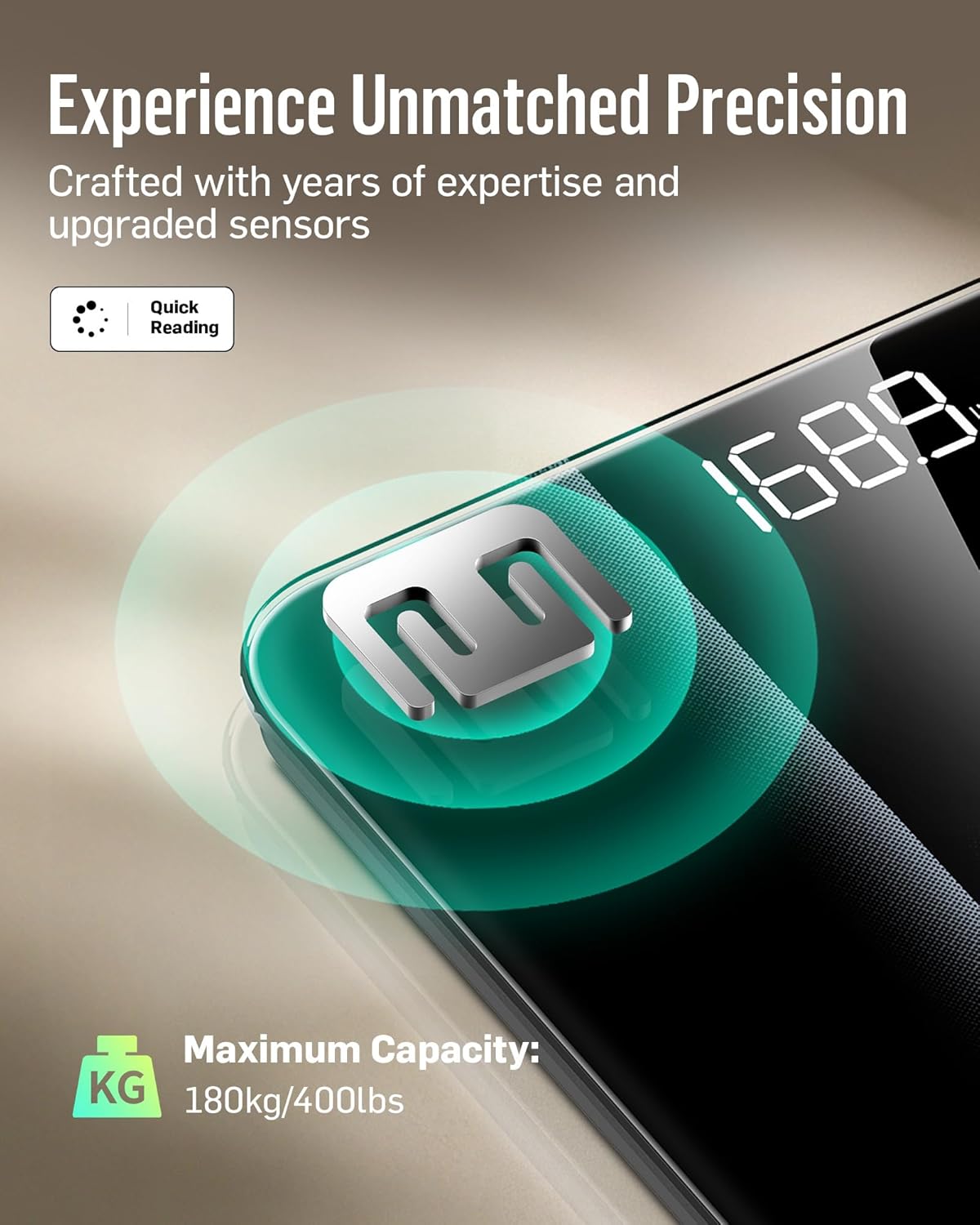 RunStar Digital Bathroom Scale for Body Weight with High Precision, Clear LED Backlight Display, Accurate Scale with 6mm Tempered Glass, 400lb, Silver