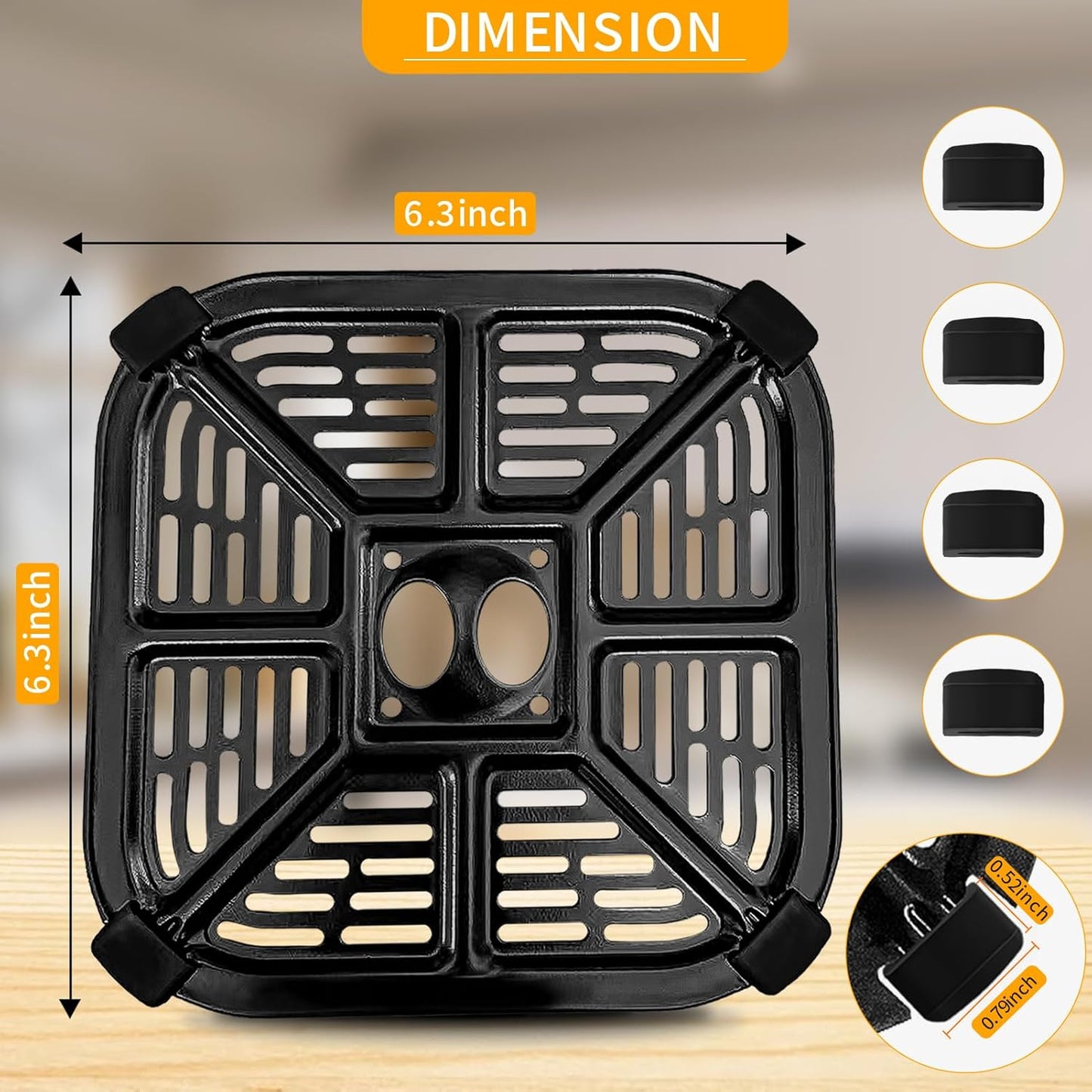 Air fryer Replacement Parts for BLACK+DECKER Purify 2QT Air Fryer, 6.3’’×6.3’’ Air Fryer Grill Pan Grill Plate Crisper Plate Accessories Tray Rack