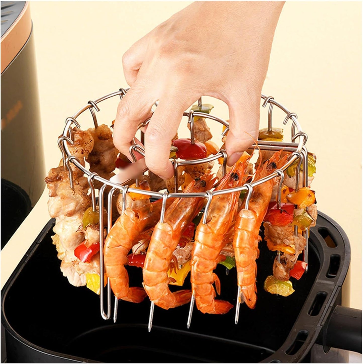 Air Fryer Grill Rack Round Hanging Skewer Rack ‌ Vertical Skewers Holder, Air Fryer Accessories Air Fryer Racks, Suitable for air Fryers, Ovens, etc,24skewers