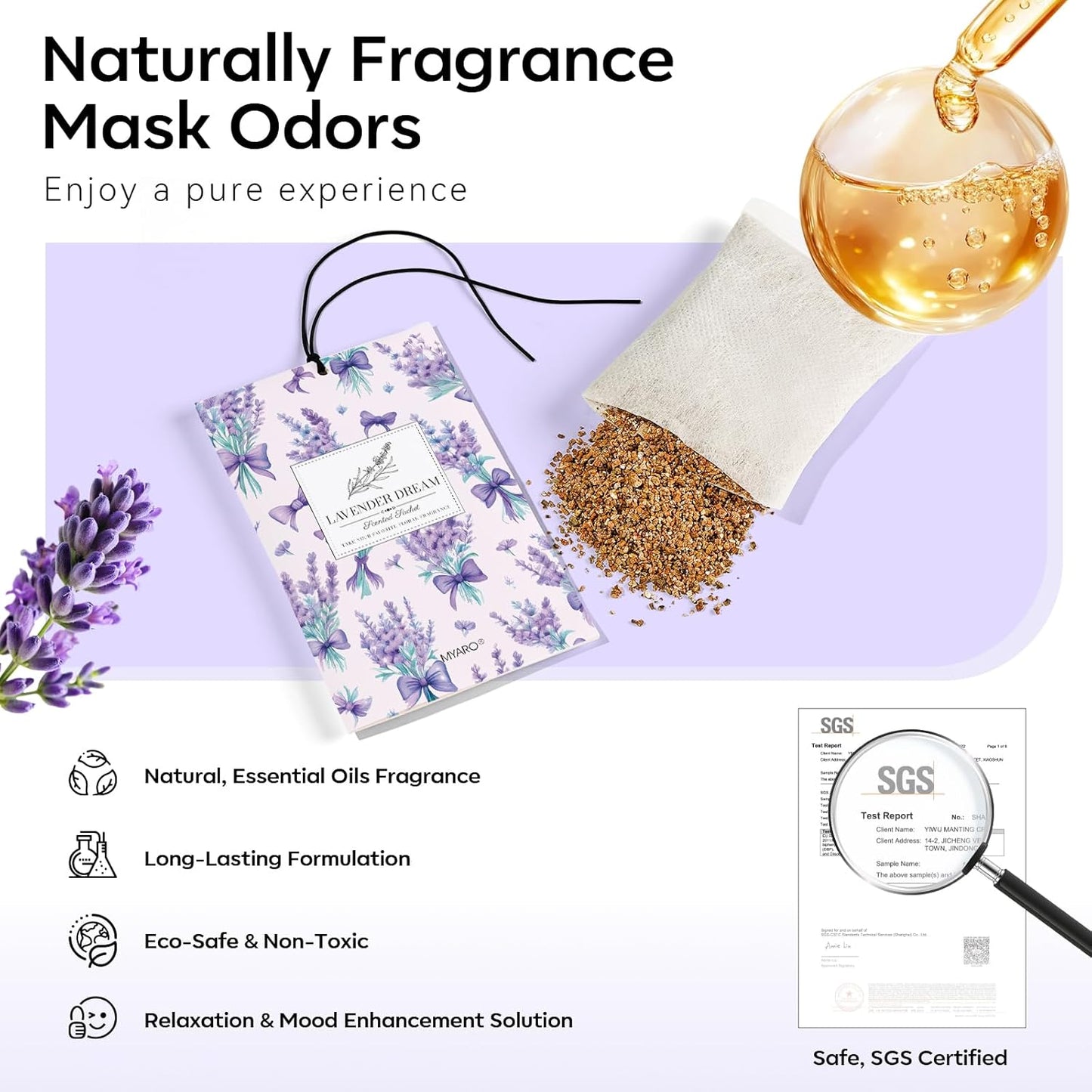 MYARO 20 Packs Fresh Lavender Scent Air Freshener for Drawer and Closet Long Lasting Sachets Bags Drawer Odor Deodorizers Home Car Fragrance