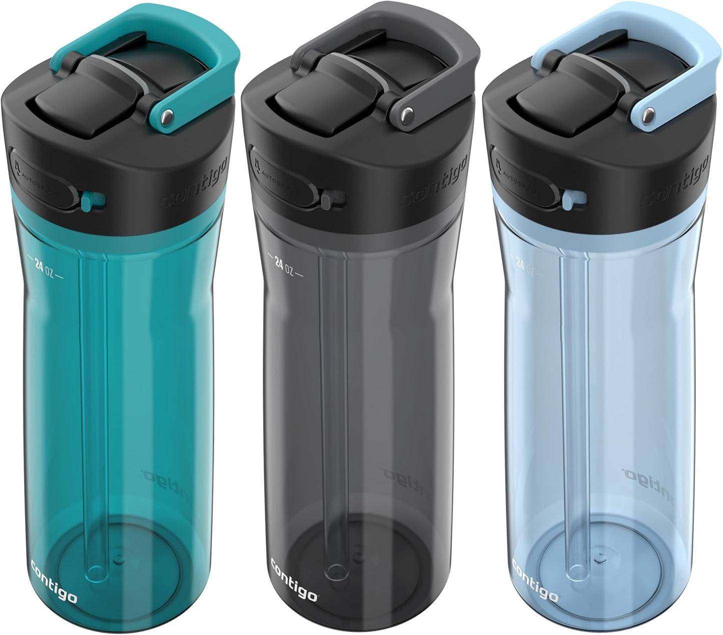 Contigo AUTOSPOUT Water Bottle, 24 oz | Leakproof Design | Juniper/Sake/Glacier | Pack of 12