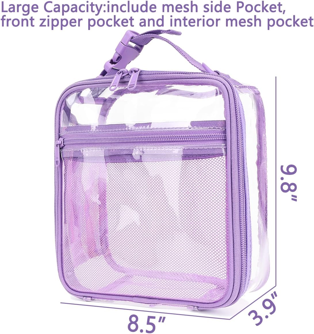 FlowFly Kids Lunch box Insulated Soft Bag Mini Cooler Back to School Thermal Meal Tote Kit for Girls, Boys, PurpleClear
