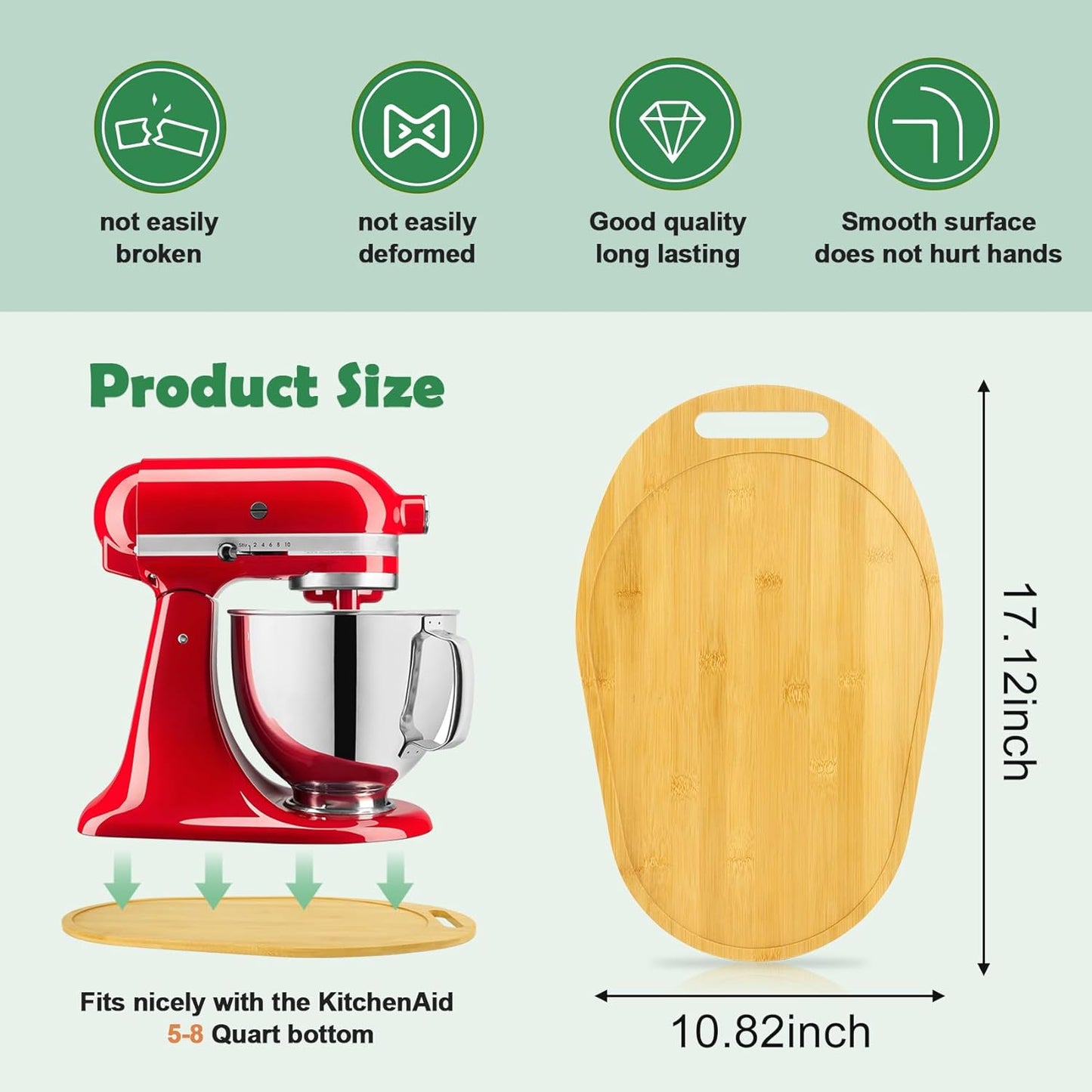 Mixer Slider Compatible with Kitchen aid Bowl Lift 5-8 Qt Stand Mixer - Kitchen Countertop Storage Mover Sliding Caddy for Kitchen Aid 5-8 Qt Mixer (5.5-8 Qt with handle-Natural)