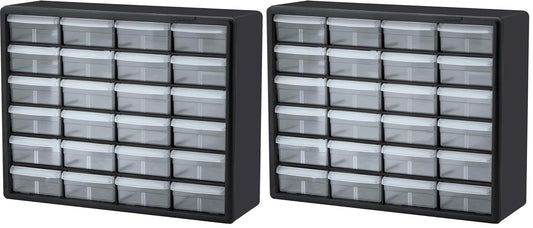 Akro-Mils 24-Drawer Plastic Storage Cabinet | 20" W x 6" D x 16" H | Black | Model 10124 | Garage Organization
