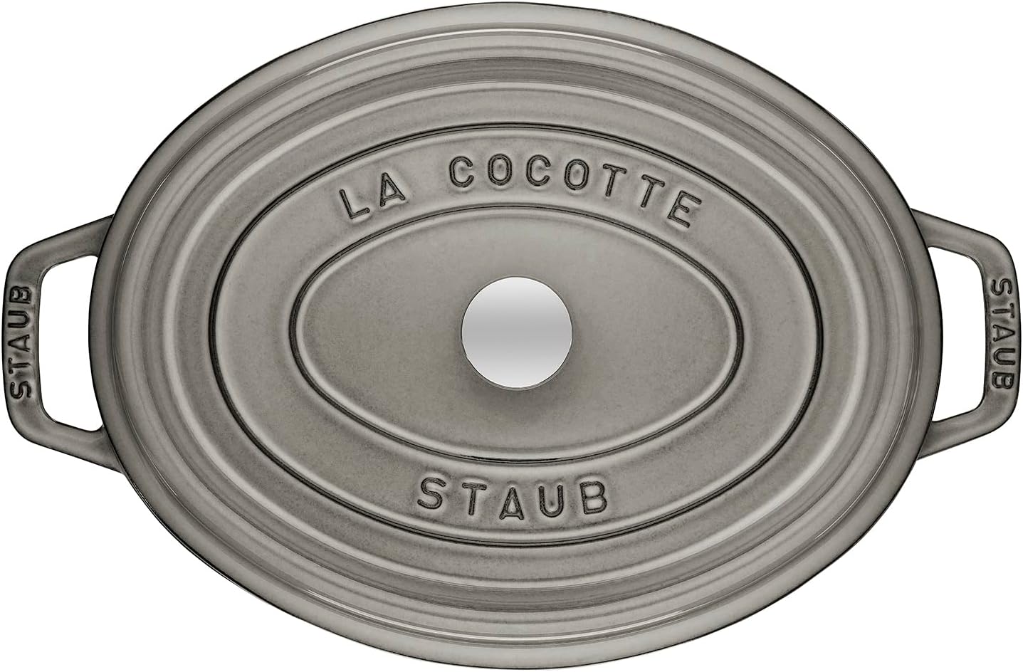 staub La Cocotte Oval 40509-324 Pico Cocotte Oval Gray 13.0 inches (33 cm) Large Two-Handed Cast Enameled Pot, Induction Compatible