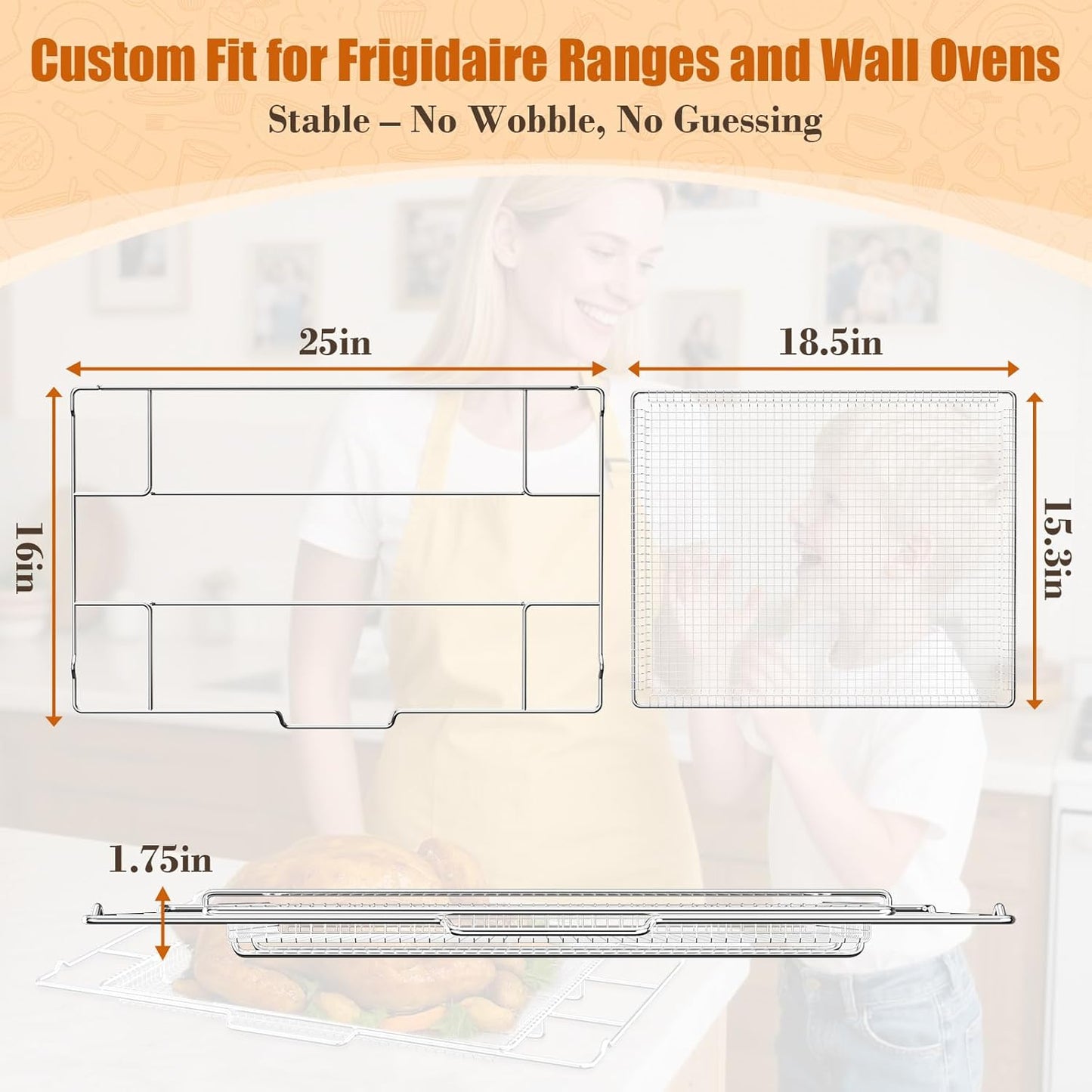 Air Fryer Tray for Frigidaire, Amana 30 inch Gas Range Oven, Air Fryer Basket Tray Set for Frigidaire Wall Ovens Ranges, Universal Stainless Steel Air Fryer Tray, Mesh Air Fryer Basket for Gas Grill