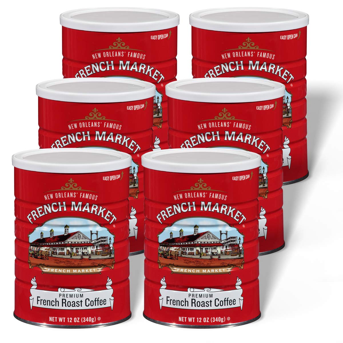 French Market French Roast Medium-Dark Roast Ground Coffee, 12oz Can (Pack of 6)
