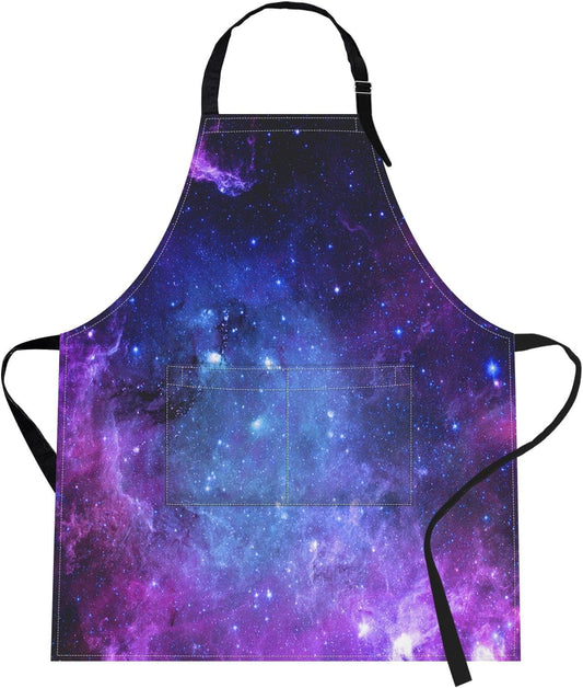 Britimes Space Purple Universe Planet Apron Home Kitchen Cooking Baking Gardening for Women Men with Pockets 32x28 inch