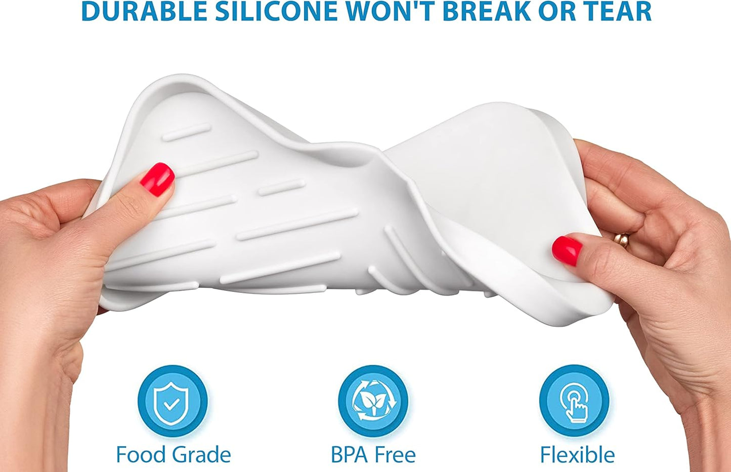 1 Pc Cream Silicone Sponge Holder | Sink Tray for Dish Sponges and Soap Organization | 9.45 x 5.51