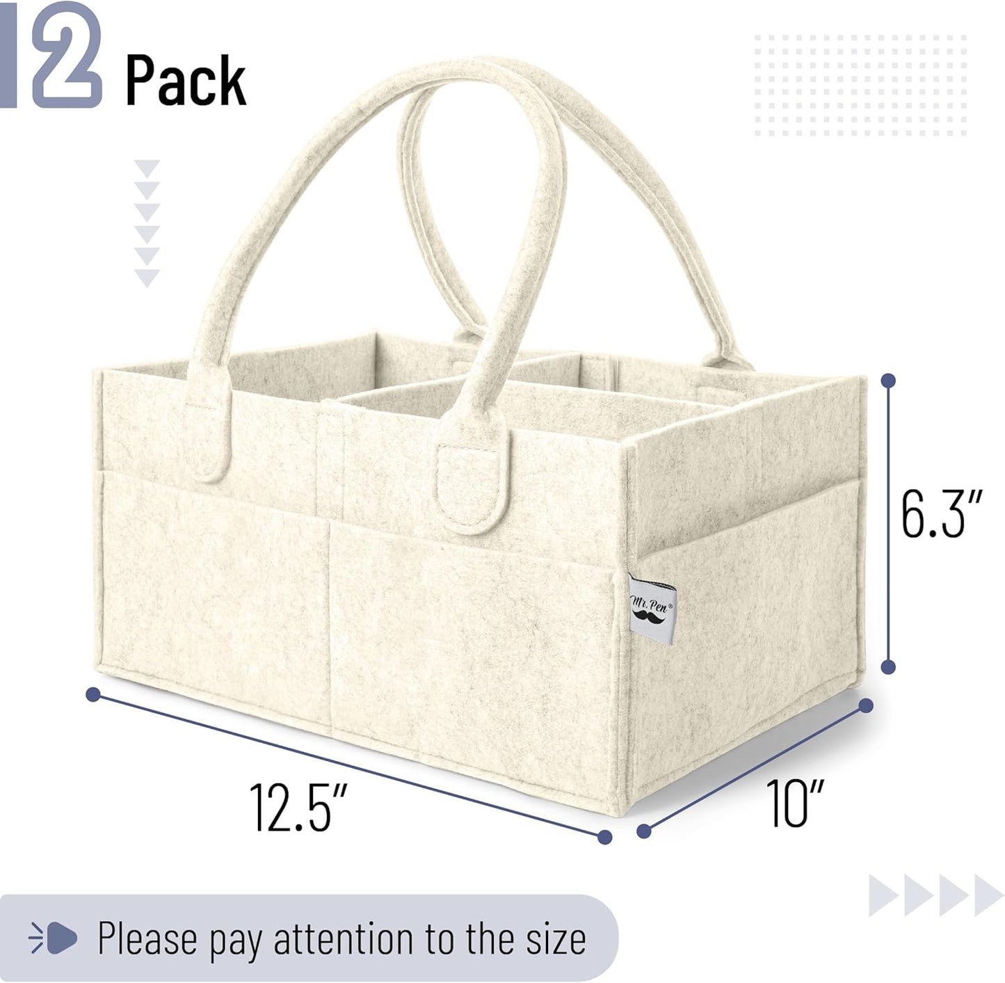 Mr. Pen- Baby Diaper Caddy Organizer, 2 Pack, Beige, Baby Caddy Organizer with Handle, Compact Size, Collapsible & Portable