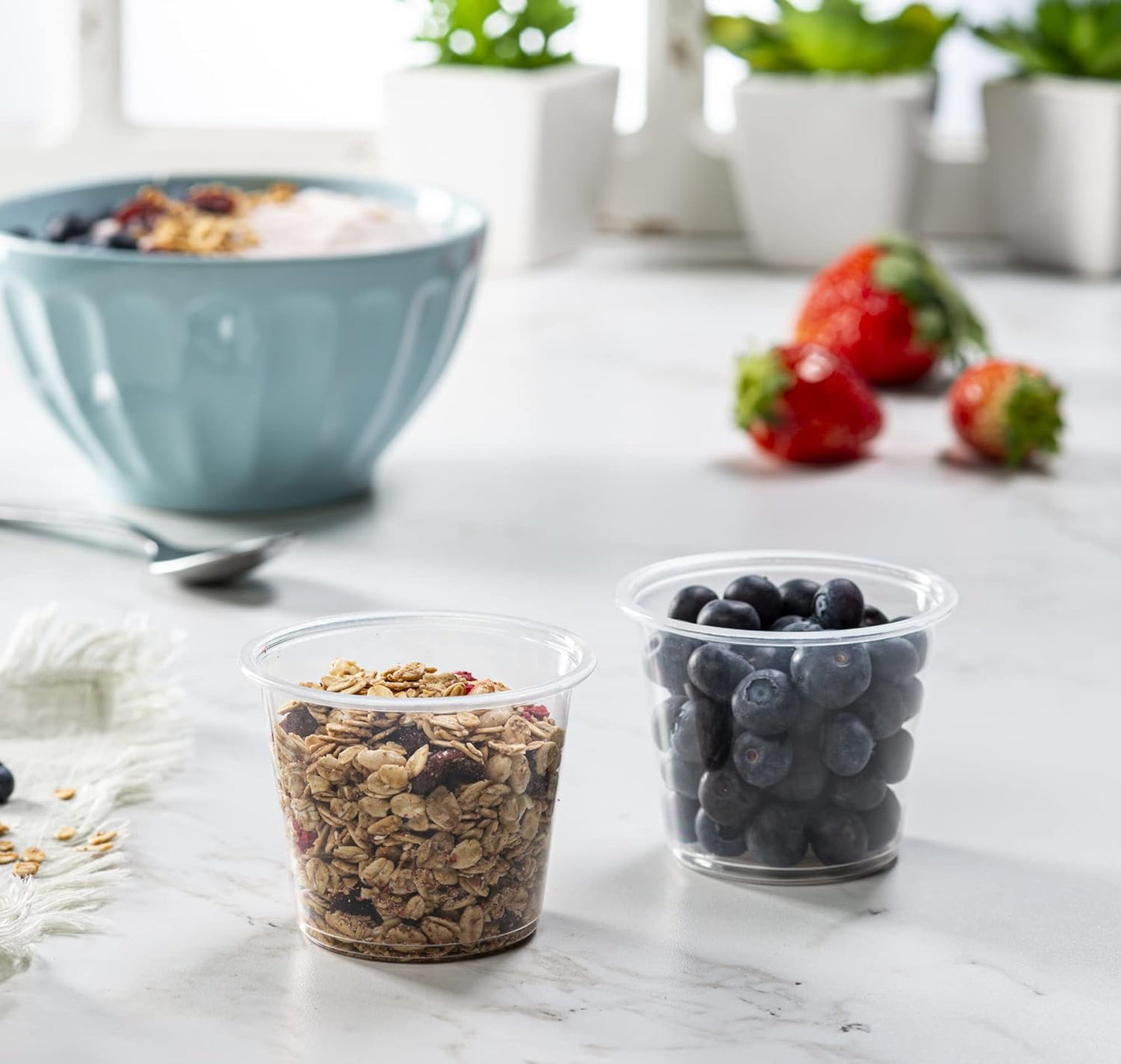 {5 oz,200 Cups} Clear Diposable Plastic Portion Cups No Lids, Small Mini Containers For Portion Controll, Jello Shots, Meal Prep, Sauce Cups, Slime, Crafts, Disposable Souffle Cups & Much more