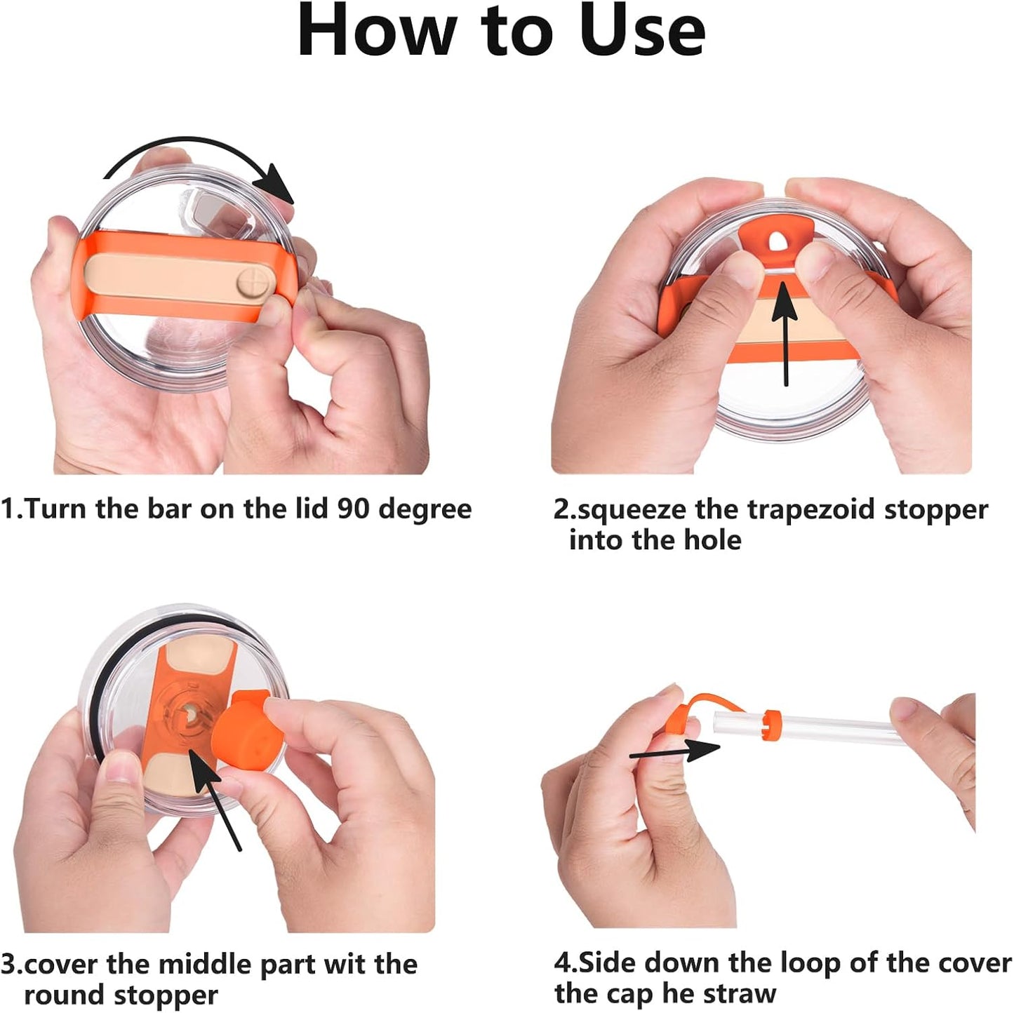 Silicone Spill Stopper Set Compatible with Stanley Cup 2.0 30oz & 40oz with Straw Cover (Set of 2, Tigerlily)