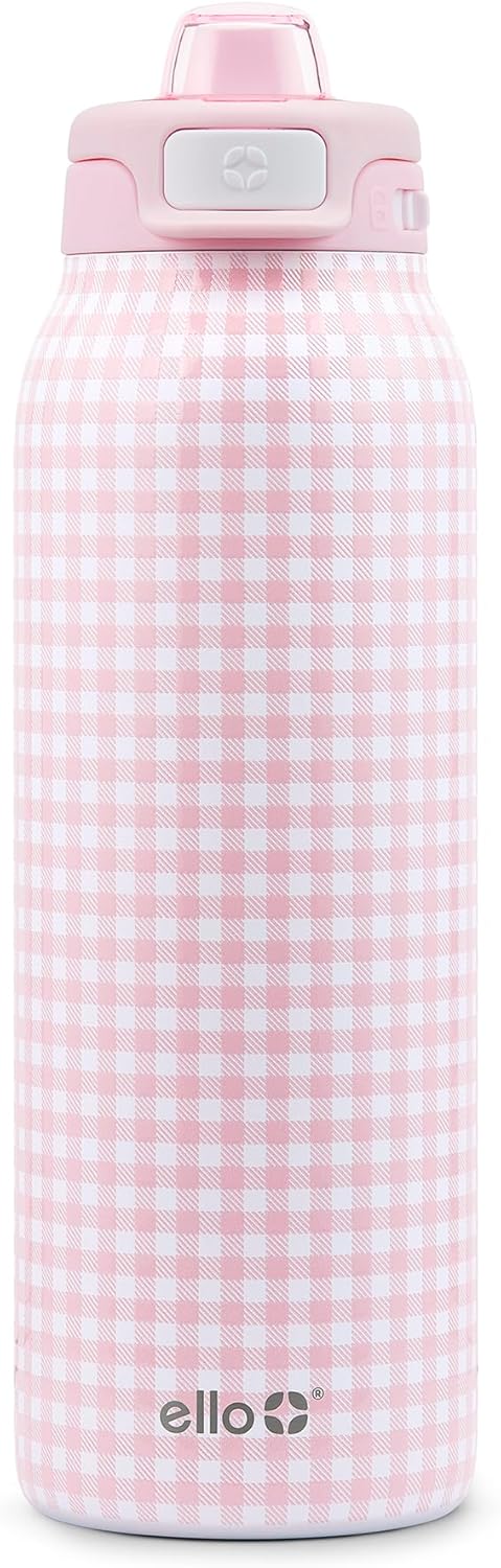 Ello Pop & Fill Stainless Steel Water Bottle with Quick Fill Technology, Double Walled Vacuum Insulated Metal, Leak Proof Locking Lid, Sip & Chug, BPA Free, Holiday Gift for Him Her, 22oz, 32oz, 40oz