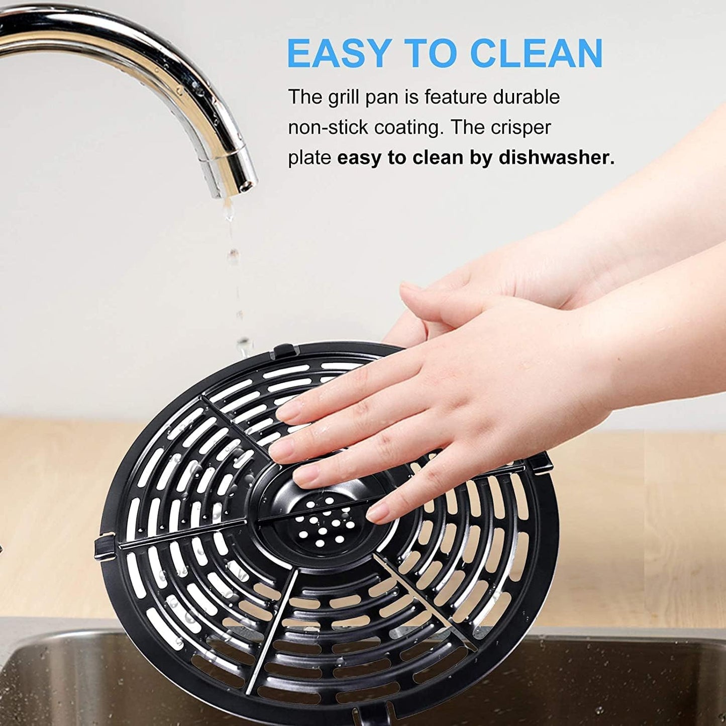 Air Fryer Grill Pan for Power XL 5QT Air fryer, 8.7'' 5QT Round Non-Stick Replacement Tray Rack Parts Accessories Crisper Plate Grill Plate, Dishwasher Safe