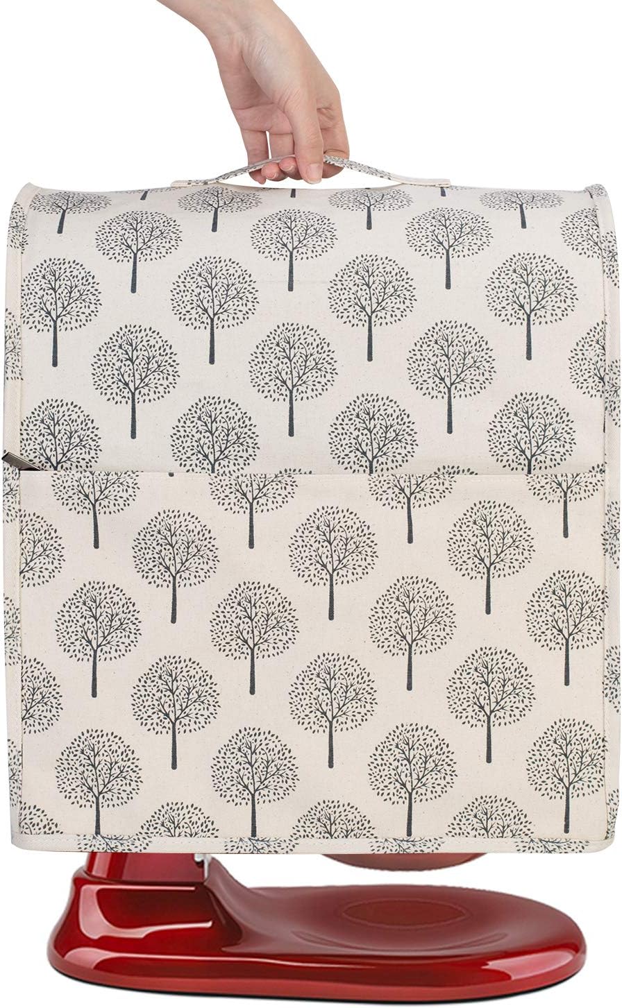 Yarwo Dust Cover for 6-8 qt Stand Mixer, Protective Stand Mixer Cover with Top Handle and Pockets for Extra Accessories, Tree