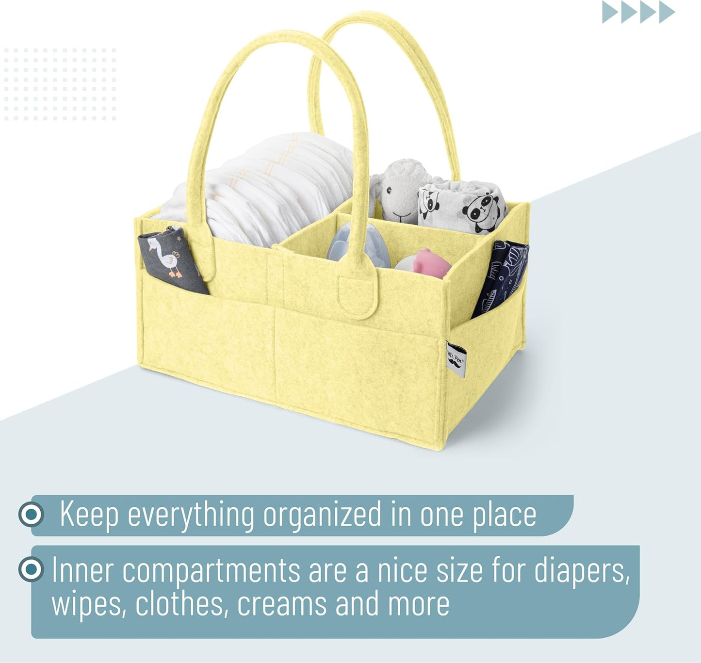 Mr. Pen- Baby Diaper Caddy Organizer, Lemon Glow, Baby Caddy Organizer with Handle, Compact Size, Collapsible & Portable
