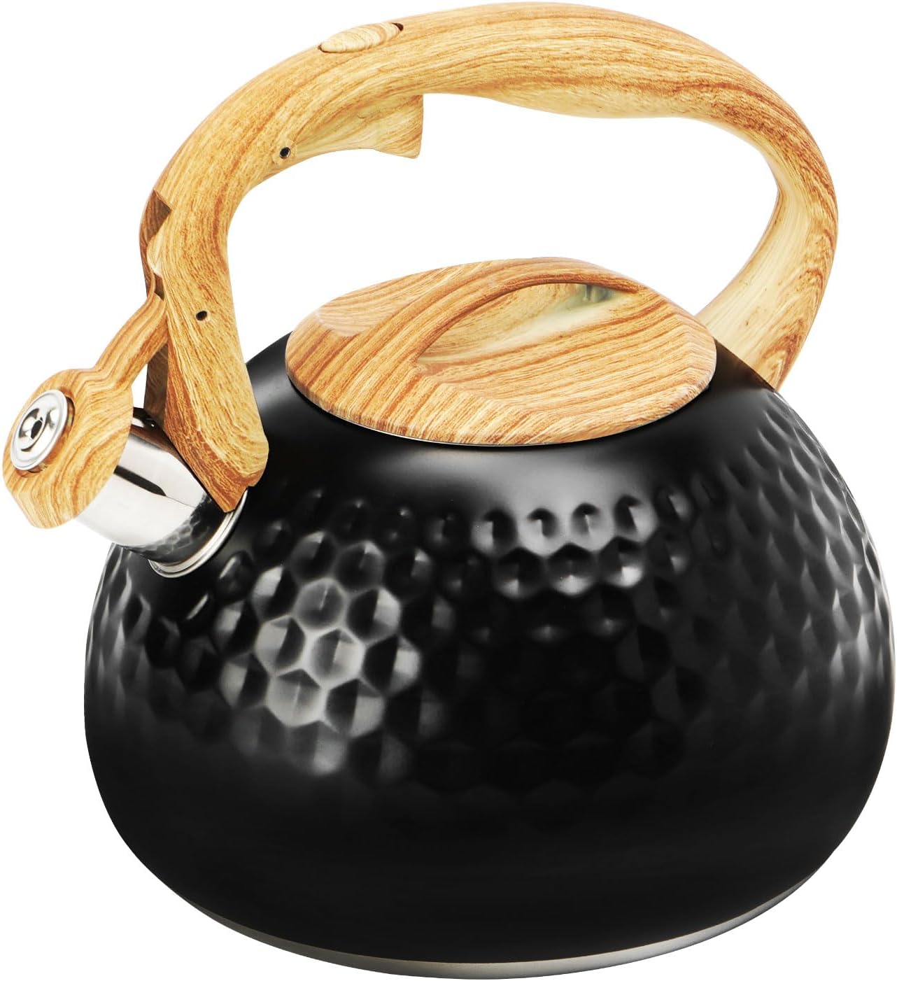 Tea Kettle 3.2Qt Stainless Steel Stovetop Whistling Pot with Heat-Resistant Handle, Fast Boiling Water for Home Kitchen, Induction Compatible & Rust-Proof - Black