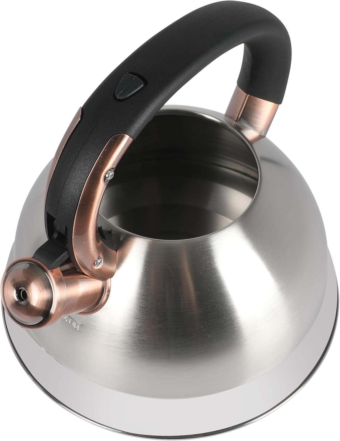 Mr. Coffee Flintshire 2.2 Quart Large Whistling Stainless Steel Tea Kettle - Brush Stainless Steel W/Copper