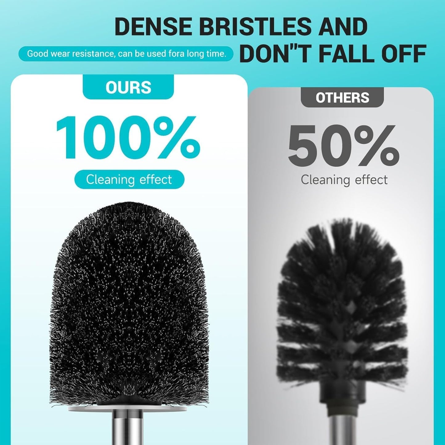 Toilet Brush and Holder, 3 Pack Compact Size Toilet Bowl Brush with Stainless Steel Handle, Space Saving for Storage, Drip-Proof, Toilet Scrubber for Cleaning Bathroom Grey