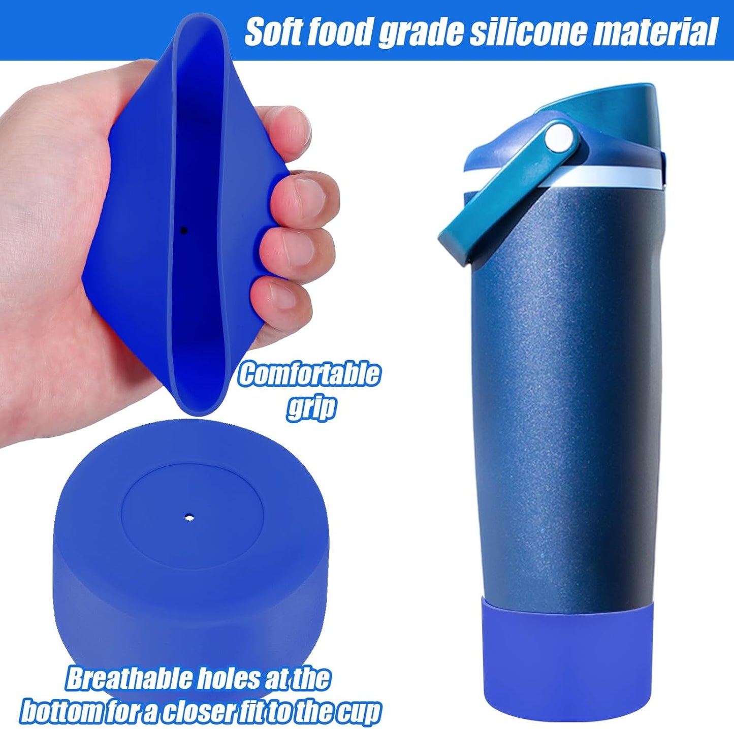 Mity rain 2PCS Protective Silicone Boots for Owala 30oz & 40oz FreeSip Sway Bottles & Tumblers - Accessories for owala, Enhances Stability & Prevents Scratches (Bright Blue)