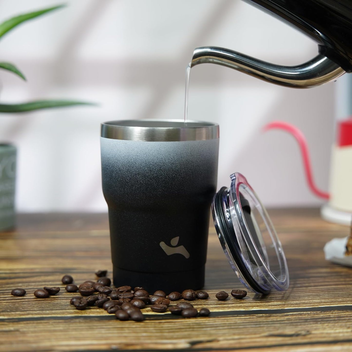 10 oz Tumbler with Handle and 2 Straw 2 Lid, Insulated Water Bottle Stainless Steel Vacuum Cup Reusable Travel Mug, Navy Blue