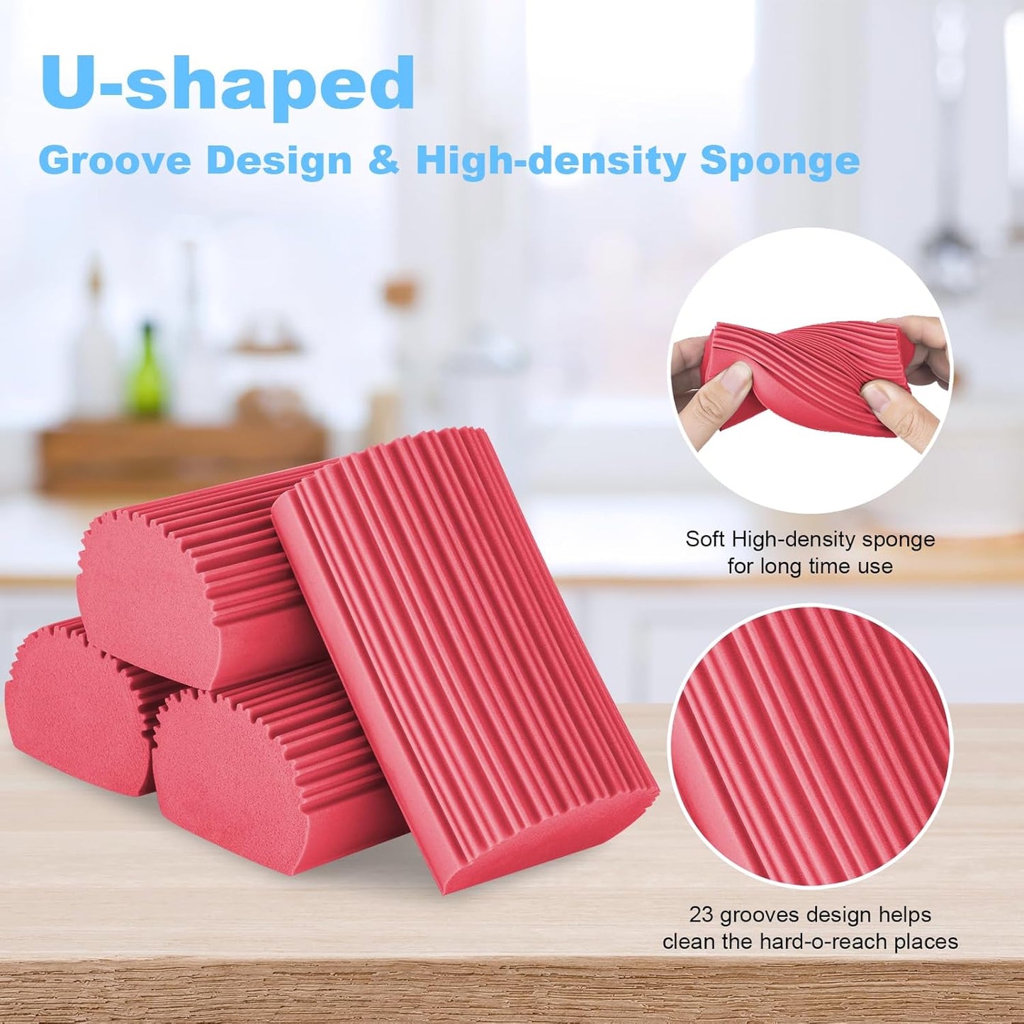 4 Pack Damp Clean Duster Sponge, Magic Sponge Eraser for Household Cleaning, Reusable Dusters Cleaning Supplies for Housekeeping, Dish, Blinds, Glass, Baseboards,Window Track Grooves and Faucets