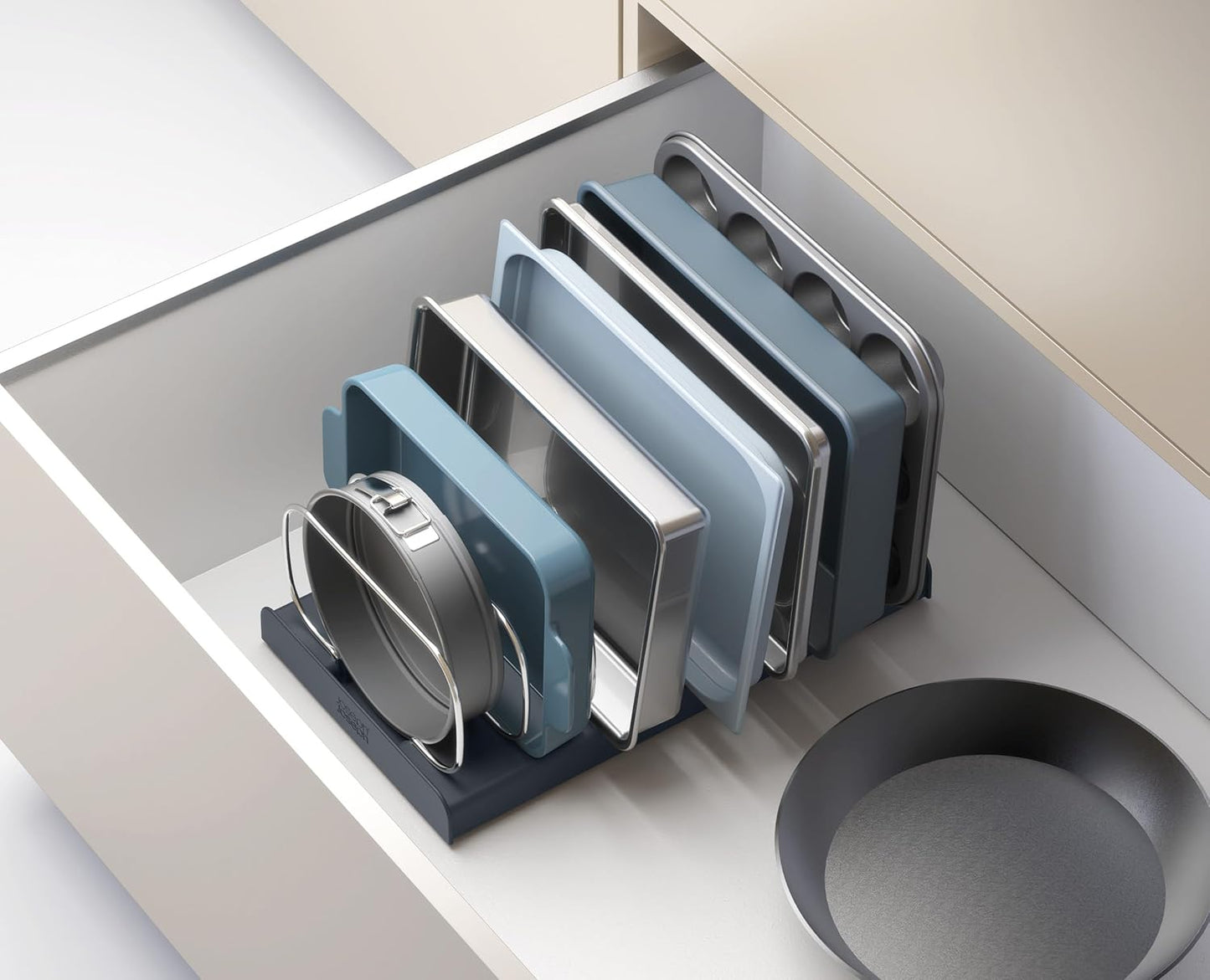 Joseph Joseph DrawerStore Cookware Organizer, Baking Tray Rack, Space Saving Storage for Pans, Lids, Cutting Boards