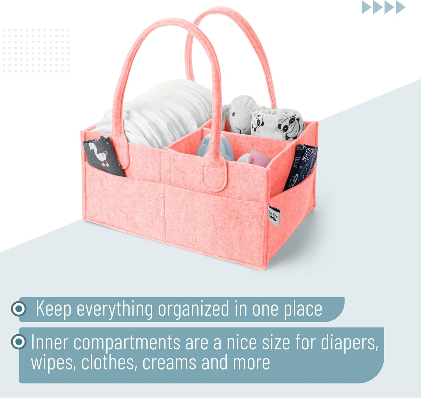 Mr. Pen- Baby Diaper Caddy Organizer, 2 Pack, Pink, Baby Caddy Organizer with Handle, Compact Size, Collapsible & Portable