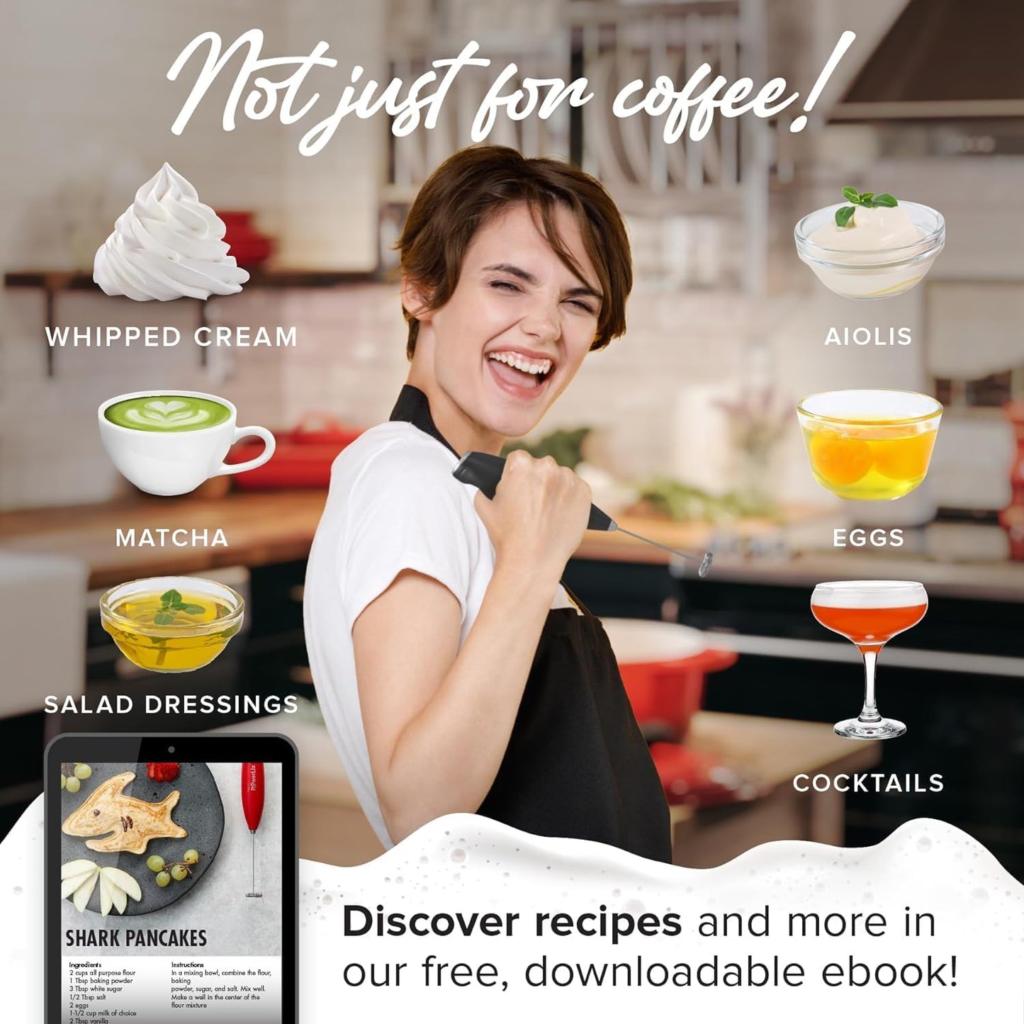 PowerLix Powerful Handheld Milk Frother With Stand Battery Operated Foam Maker Frother Wand For Coffee (A Black) (A Black)