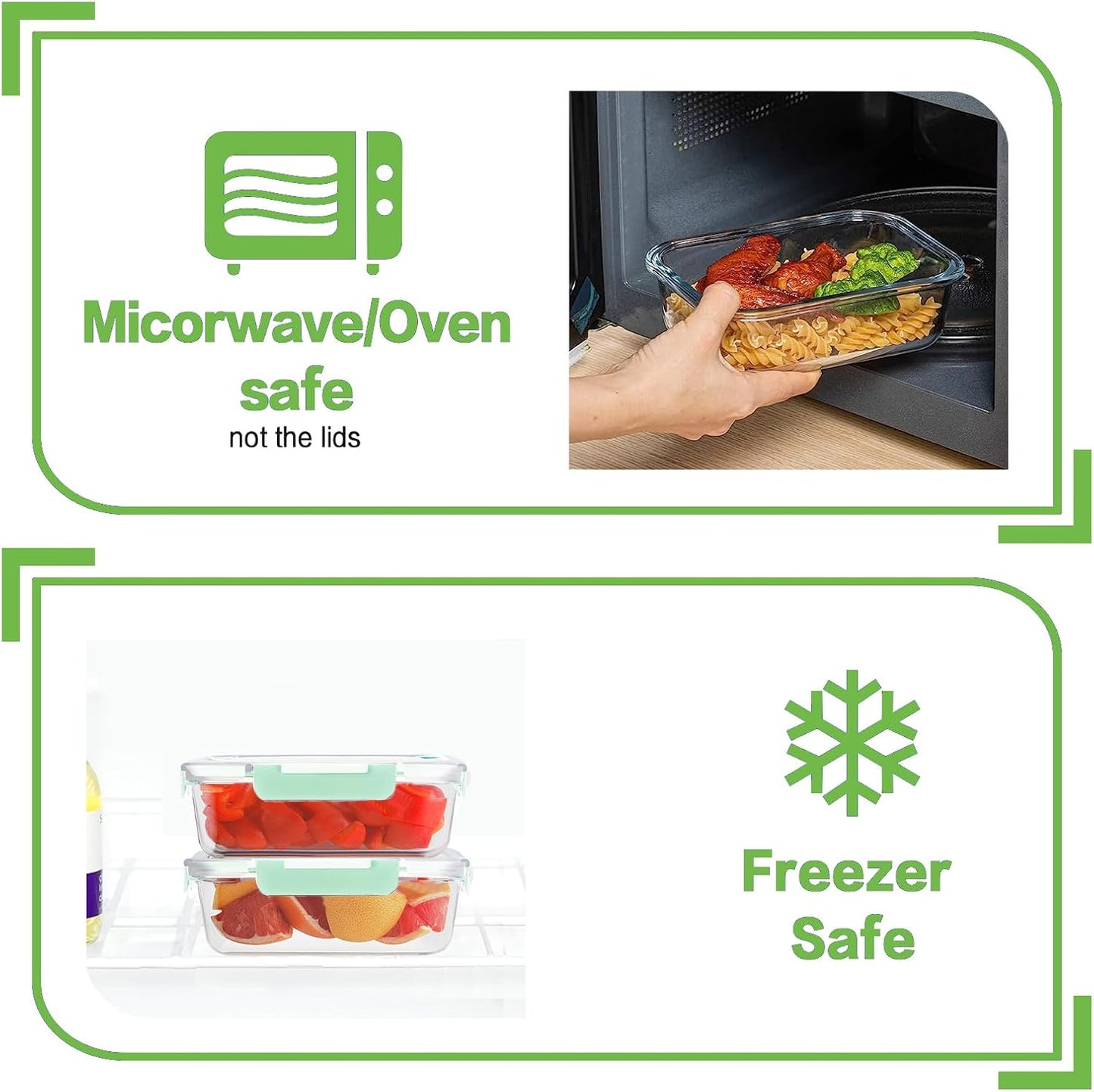 10 Pack Borosilicate Glass Meal Prep Containers with Locking Lids, Glass Food Storage Containers Set, Airtight Lunch Bento Boxes, BPA-Free & Leak Proof, 36oz & 14oz, Freezer, Oven Safe-Blue