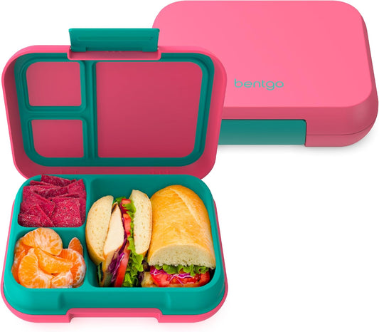 Bentgo Pop - Leak-Proof Lunch Box & Removable Divider for Ages 8+ & Teens - Lunch Container Holds 5 Cups of Food; 3-4 Compartments; Microwave/Dishwasher Safe; 2 Year Warranty (Bright Coral/Teal)