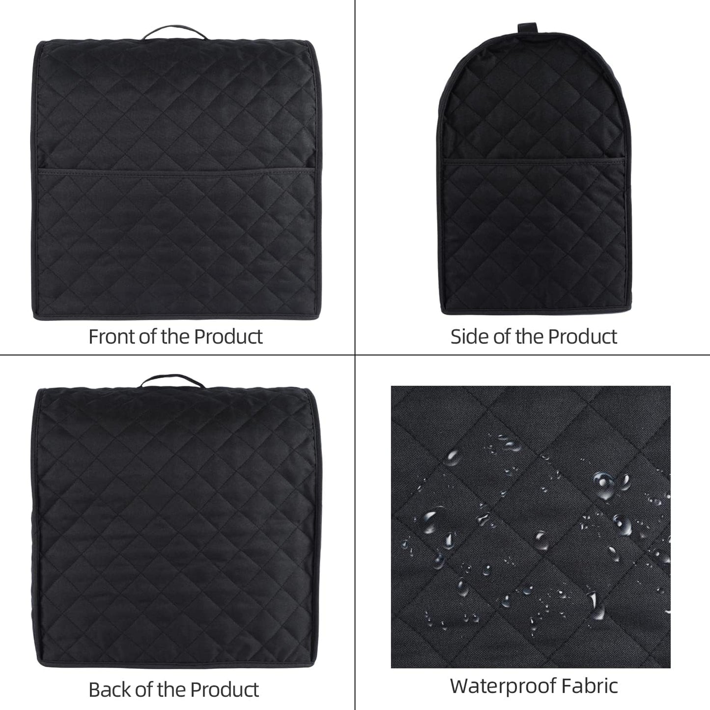 Stand Mixer Cover compatible with Kitchenaid Mixer, Fits All Tilt Head & Bowl Lift Models with 3 Organizer Bag for Accessories. (Black, For Tilt Head 4.5-5 Quart)