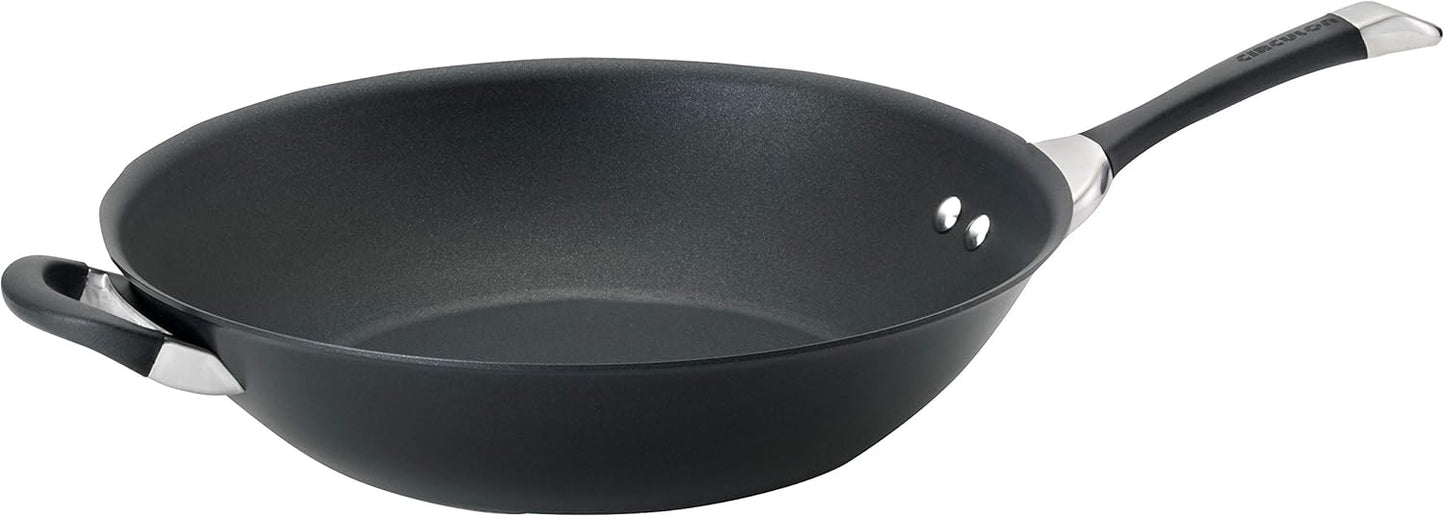 Circulon Symmetry Hard Anodized Nonstick Stir Fry / Wok Pan with Helper Handle - 14 Inch, Black